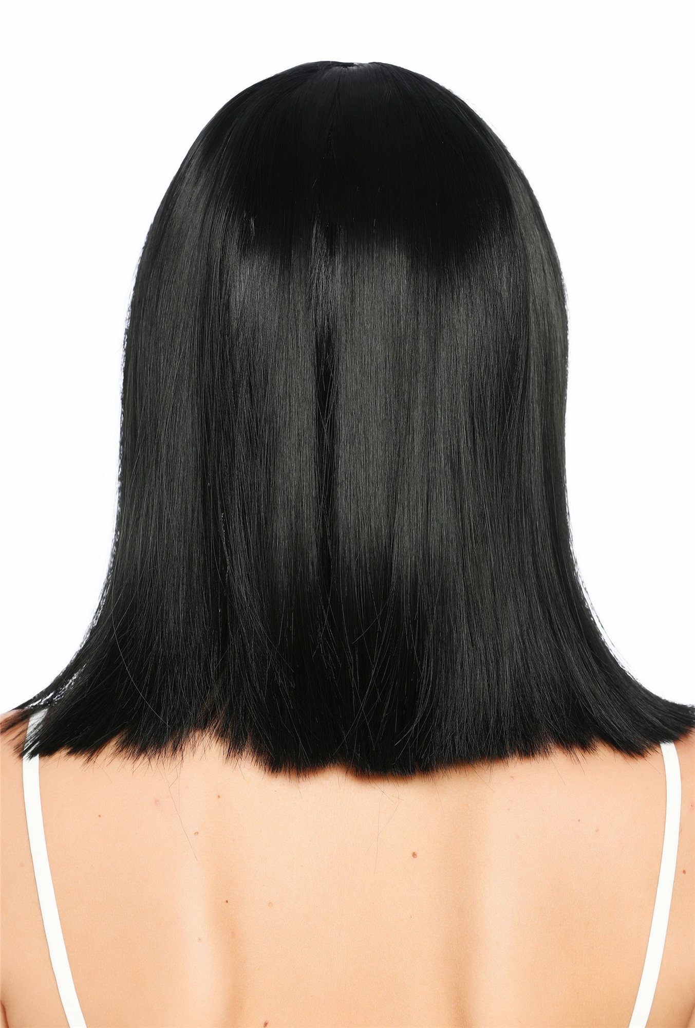 glatte Party-Perücke Tiefschwarz 35 cm lange Perücke für Damen