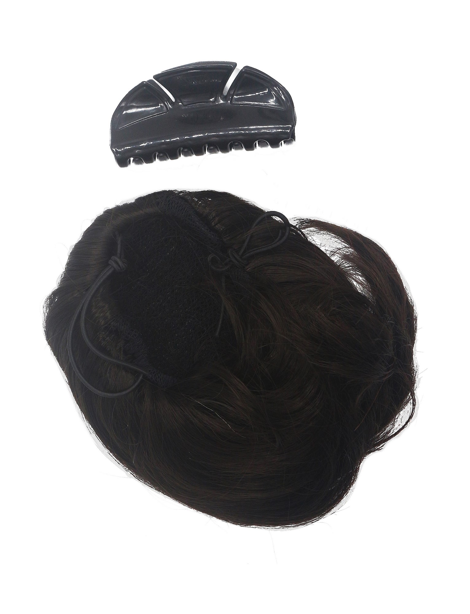 Ponytail Hairpiece very short straight voluminous like hair bun dark brown 909AB, view 4, WIG ME UP: Your Perücken Online Shop Ponytails, dark brown, curled, short