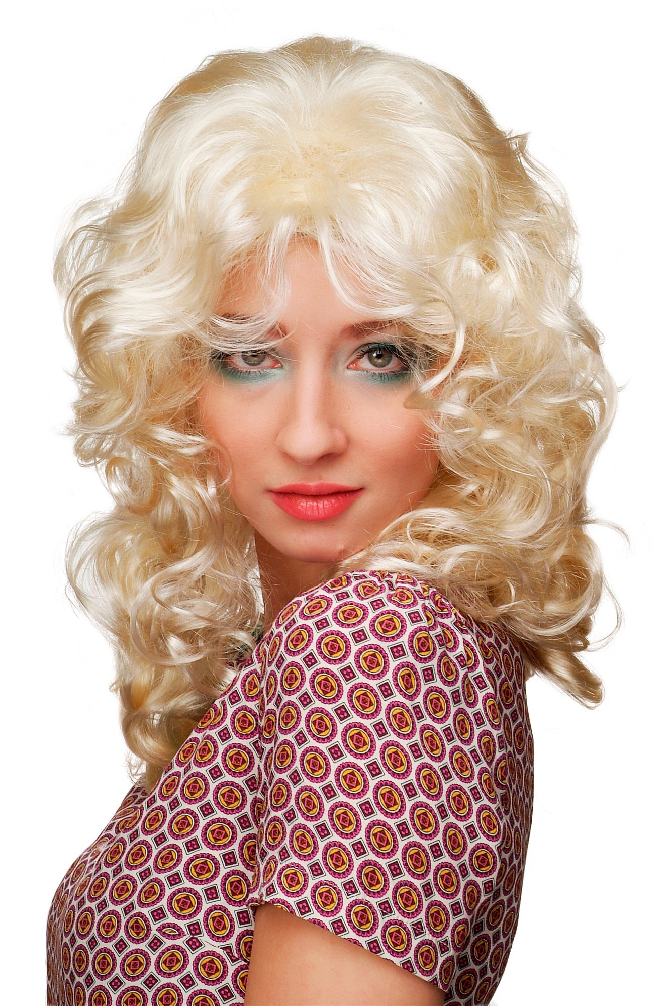 günstige Party Perücke, Perücke Karneval Blond Hellblond Engel Christkind 3014-P88, Vorderansicht, WIG ME UP: Ihr Perücken Online Shop lockige Party Perücke Blond lange Haare für Damen