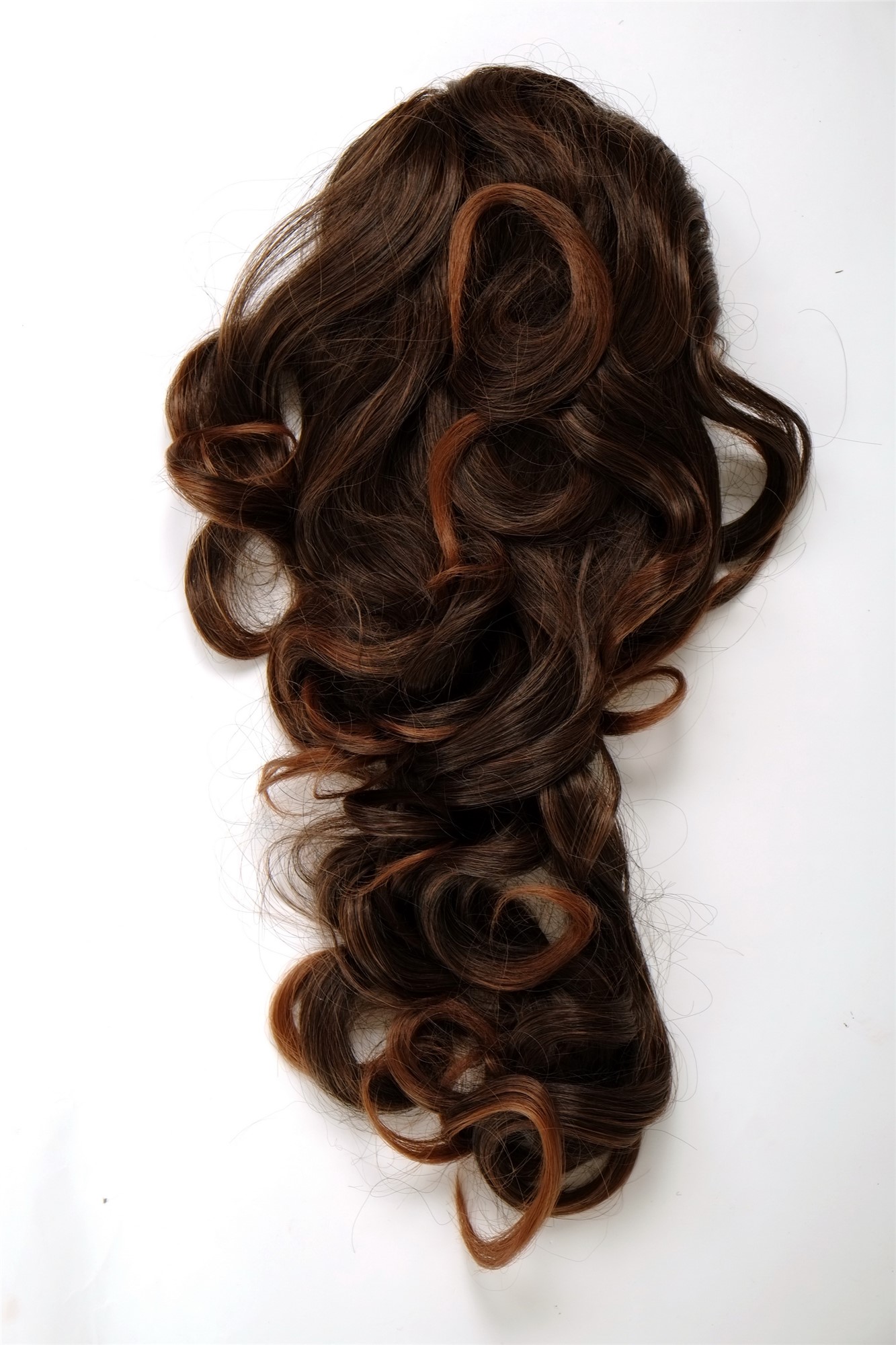 Ponytail clamp combs draw string curled voluminous long chestnut brown mix WK08, view 3, WIG ME UP: Your Perücken Online Shop Ponytails, brown mix, curled, long