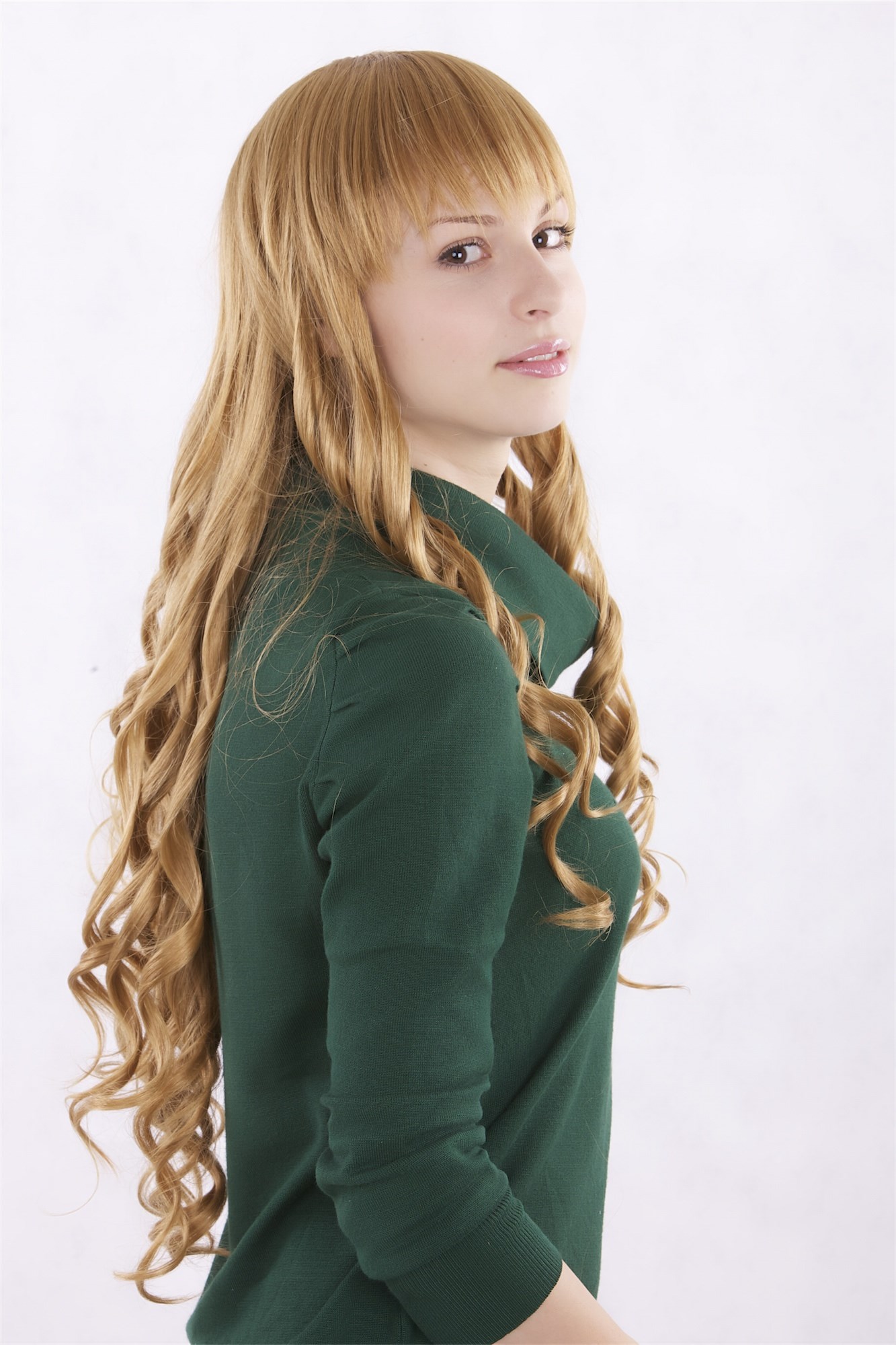 Lady women wig long straight top curled tips fringe reddish blonde 3250, view 3, WIG ME UP: Your Perücken Online Shop Quality Wigs, Ladies, Blonde, curled, long