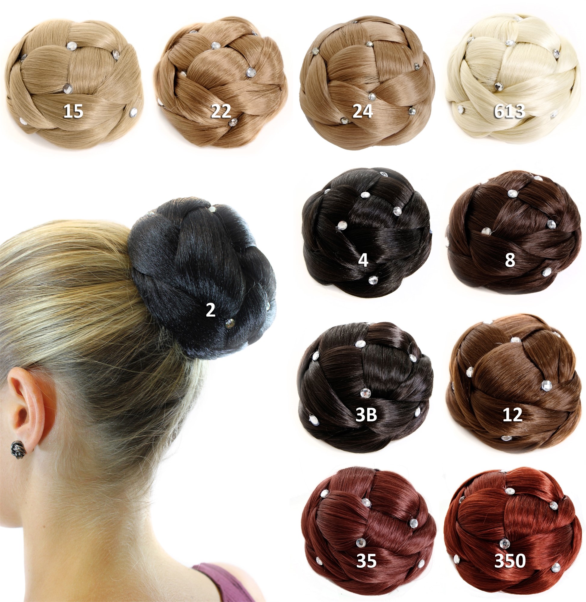 Dutt geflochten Strass Hell-Aschblond JL-SZ01-24, Ansicht 6, WIG ME UP: Ihr Perücken Online Shop geflochtener Dutt Haarteil Hell-Aschblond