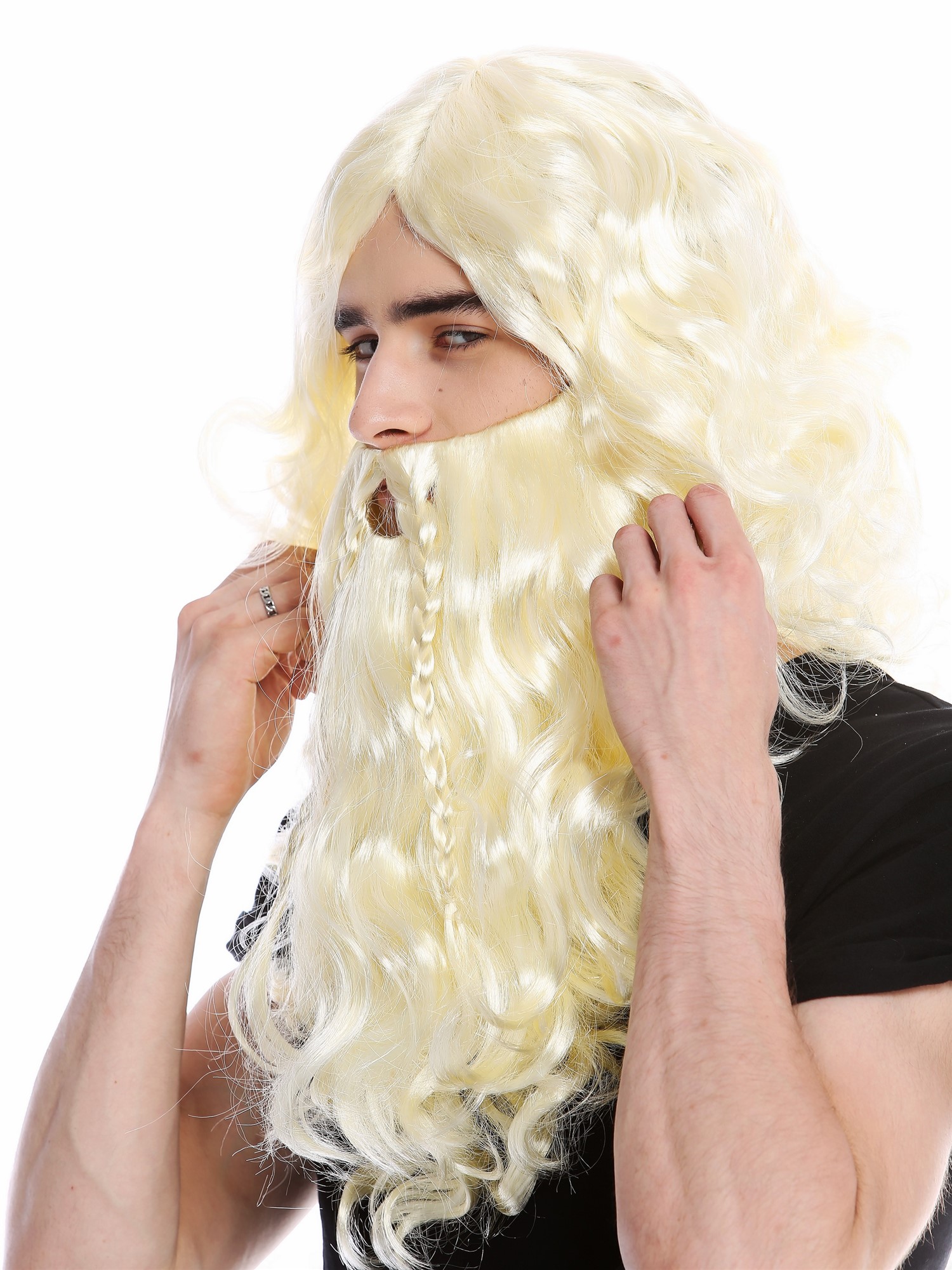 Wig Beard Set braided long wild Viking Northman Barbarian Dwarf Blond  90760-A+B, view 3, WIG ME UP: Your Perücken Online Shop Party Wig, Men, Blonde, Braided, long