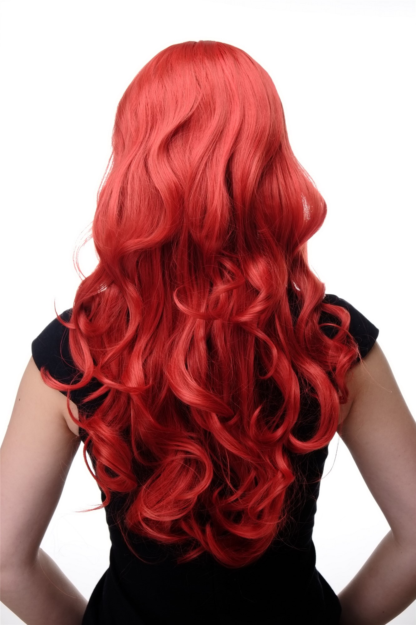 hochwertige Qualitätsperücken, Lange Damen Perücke mit großen kräftigen Locken Pony Rot-Mix Feuerrot 285-137, Ansicht 4, WIG ME UP: Ihr Perücken Online Shop lockige Tressen-Perücke mit Kopfhaut-Imitat Rot-Mix lange Haare für Damen