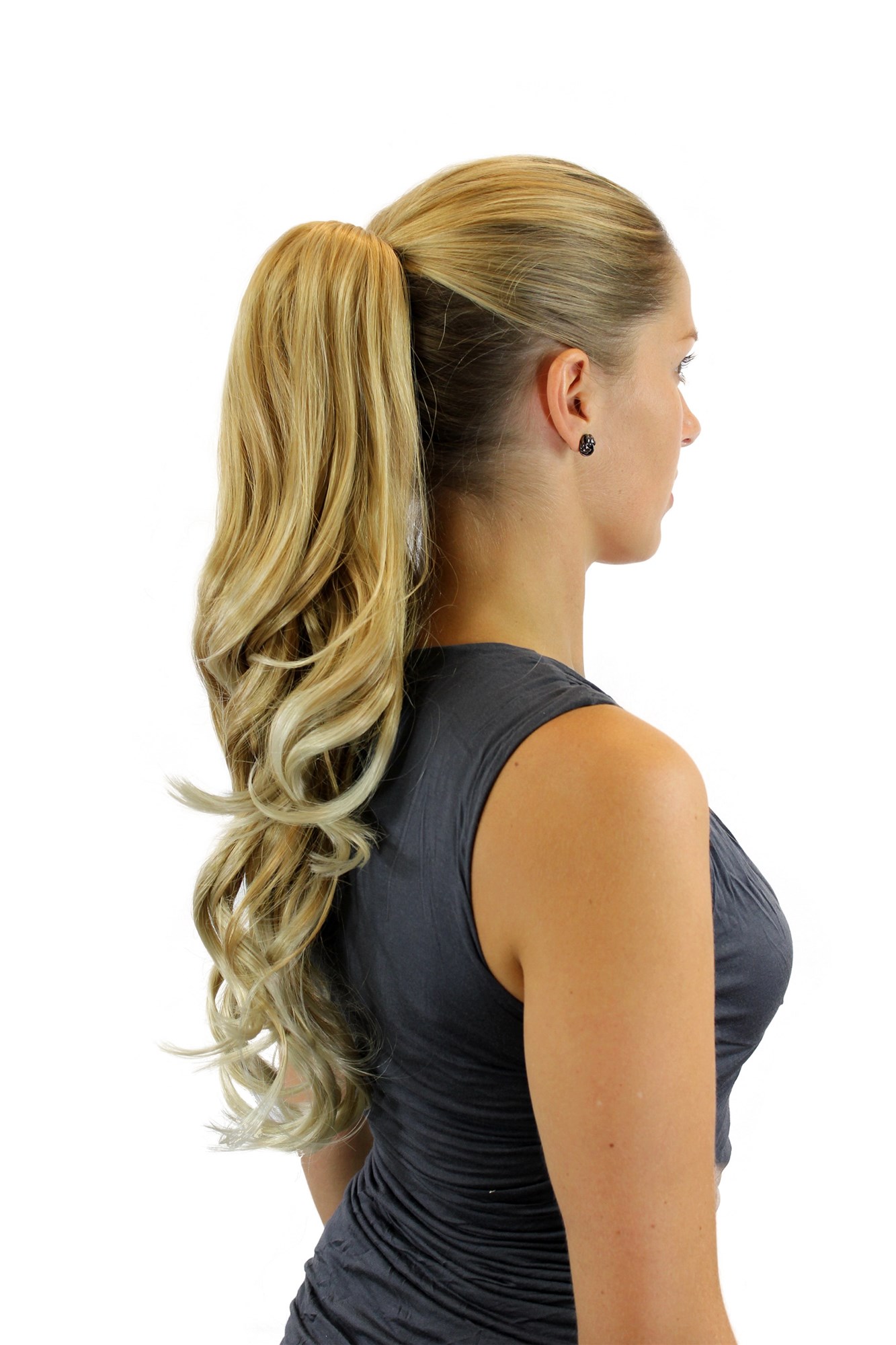 Ponytails, blond mix, wavy, long