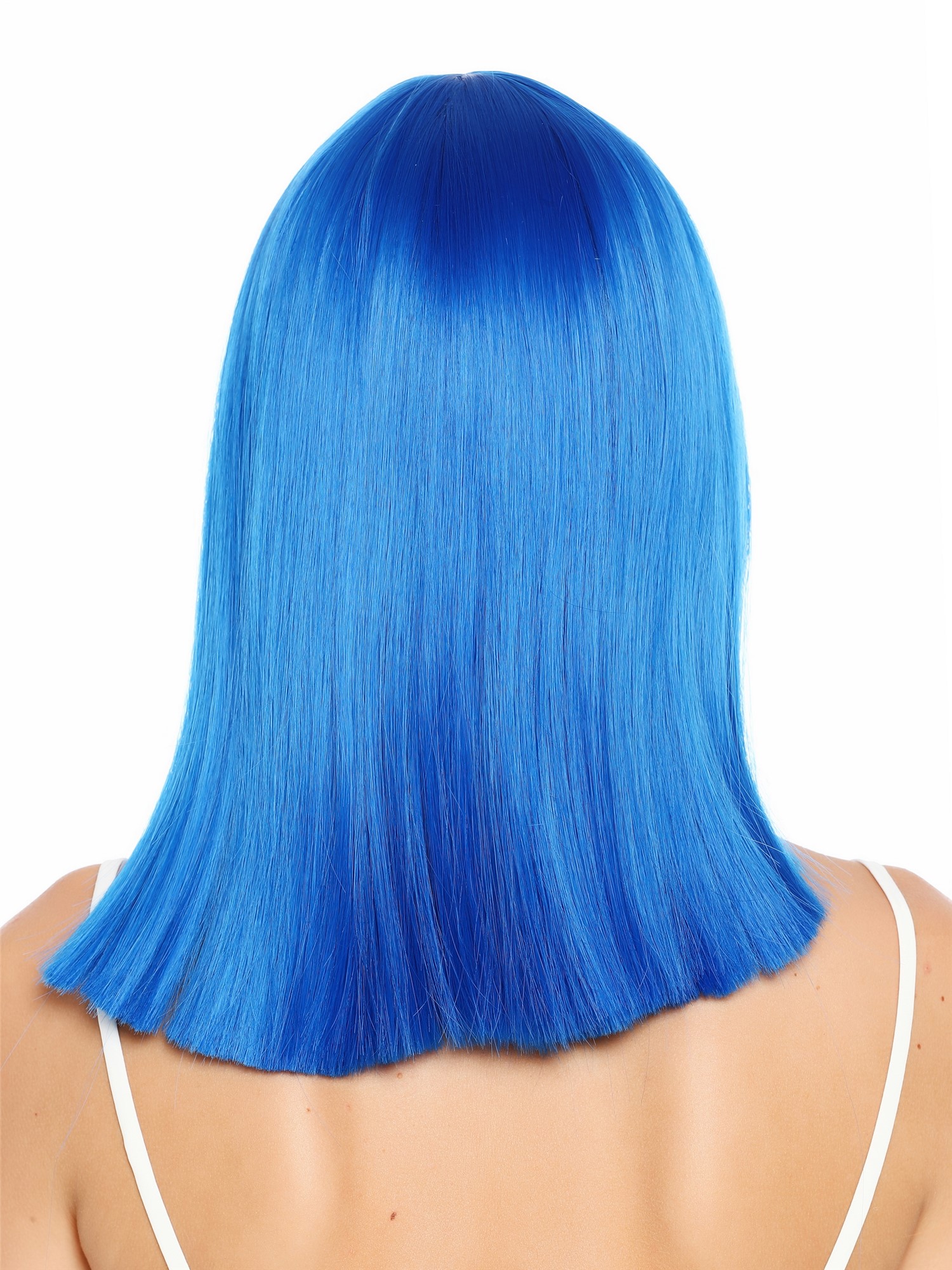 Damenperücke schulterlang blunt cut glatt breiter Pony Disco Blau SZL1498-DHT2517