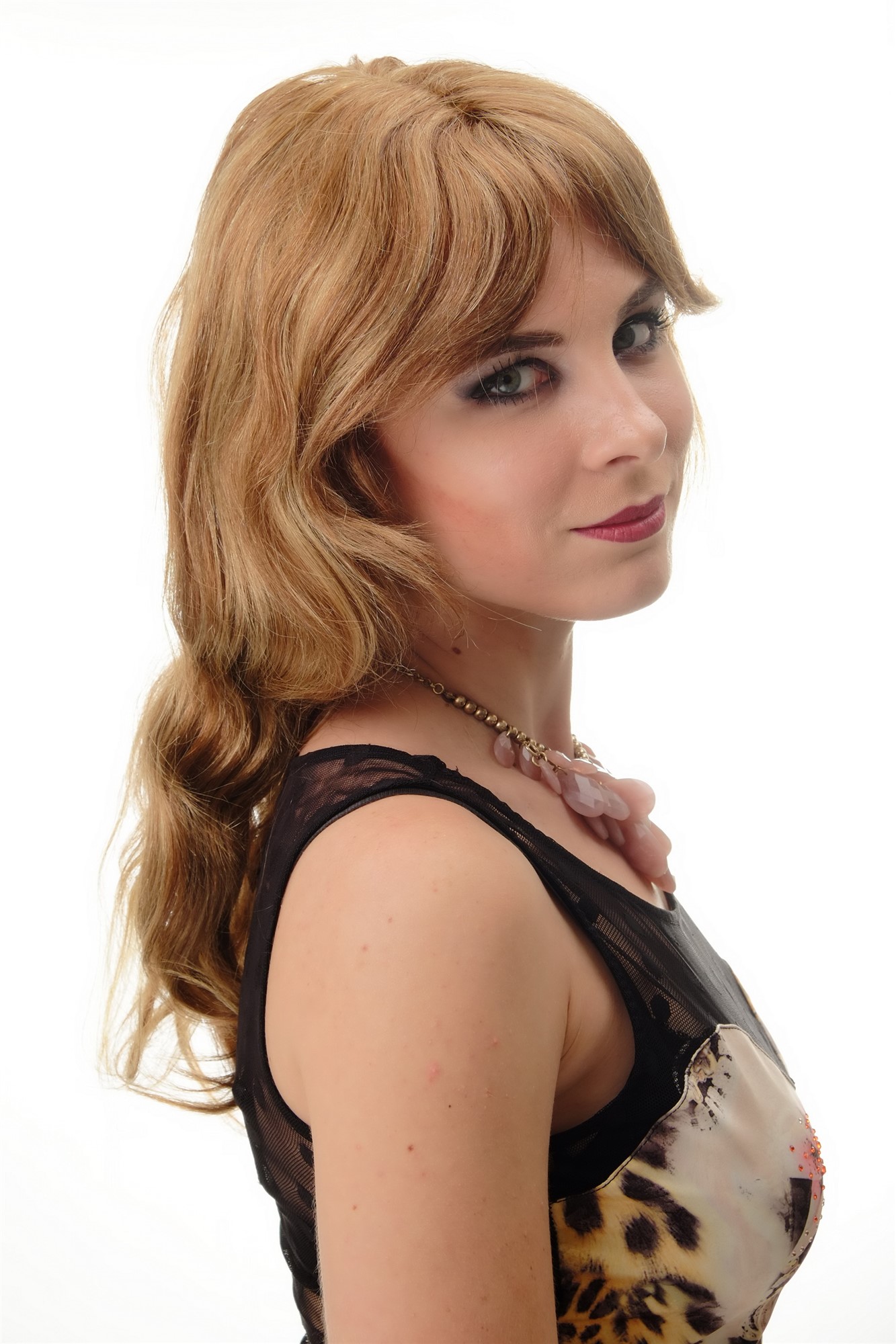 Lady women wig 100% Human Hair naturaol long wavy mixed blond streaked 1625HH, view 3, WIG ME UP: Your Perücken Online Shop Quality Wigs, Ladies, medium brown-light blonde mix, wavy, long