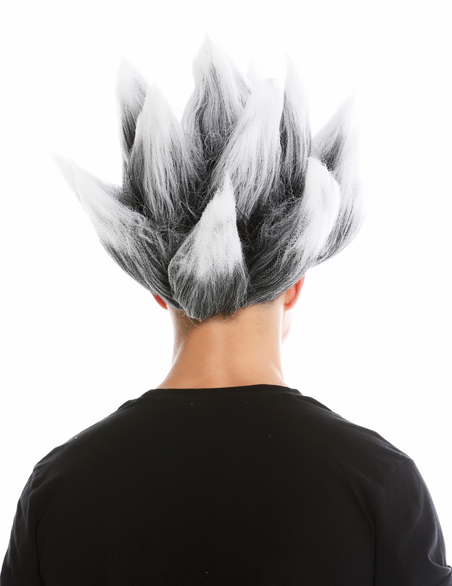 Wig men women carnival demon devil troll flower mad scientist grey white LM-19, view 4, WIG ME UP: Your Perücken Online Shop Party Wig, Unisex, Dark Gray White, wavy, short