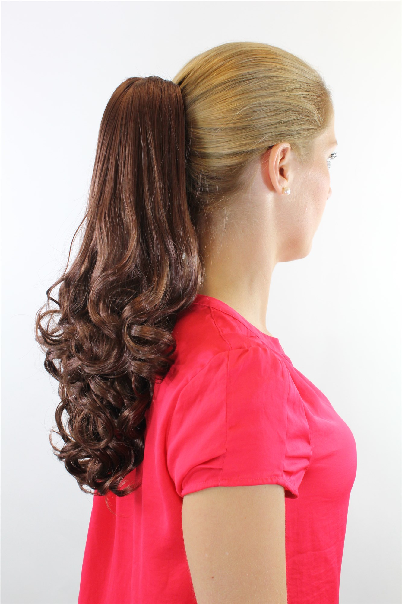 JL-3273-33 Ponytail Hairpiece extension very long curled curls dark auburn red brown claw clamp 18", view 2, WIG ME UP: Your Perücken Online Shop Ponytails, chestnut, curled, shoulder-length