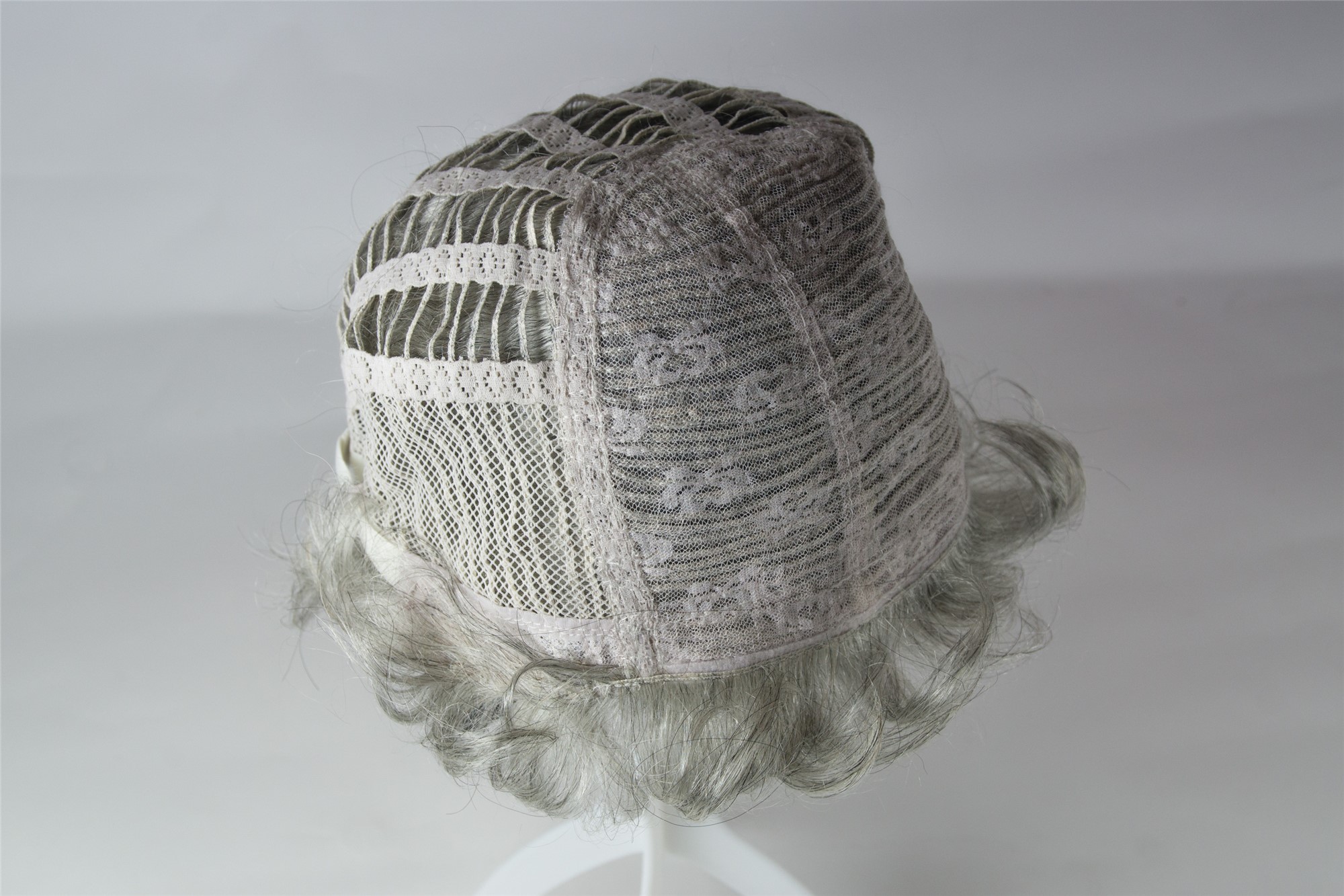Lady wig real human hair women short wavy stylish silver grey gray NG-HH, view 6, WIG ME UP: Your Perücken Online Shop Quality Wigs, Unisex, silver gray with a small amount of black, wavy, short, 100% Human Hair