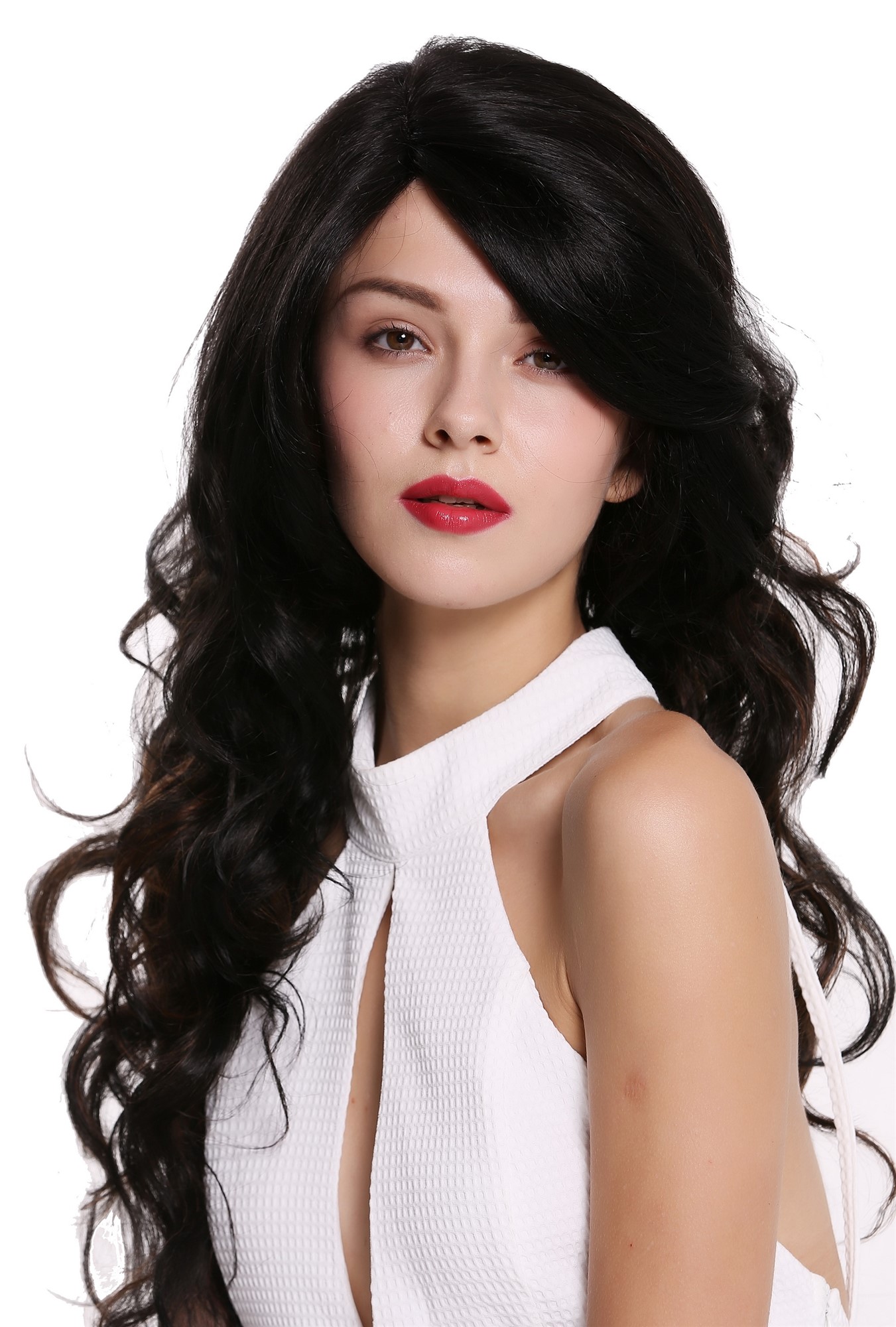 Lady wig long curly black copper-brown highlights lace front monofilament RCP803, view 4, WIG ME UP: Your Perücken Online Shop Quality Wigs, Ladies, velvet black-copper brown mix, curled, long
