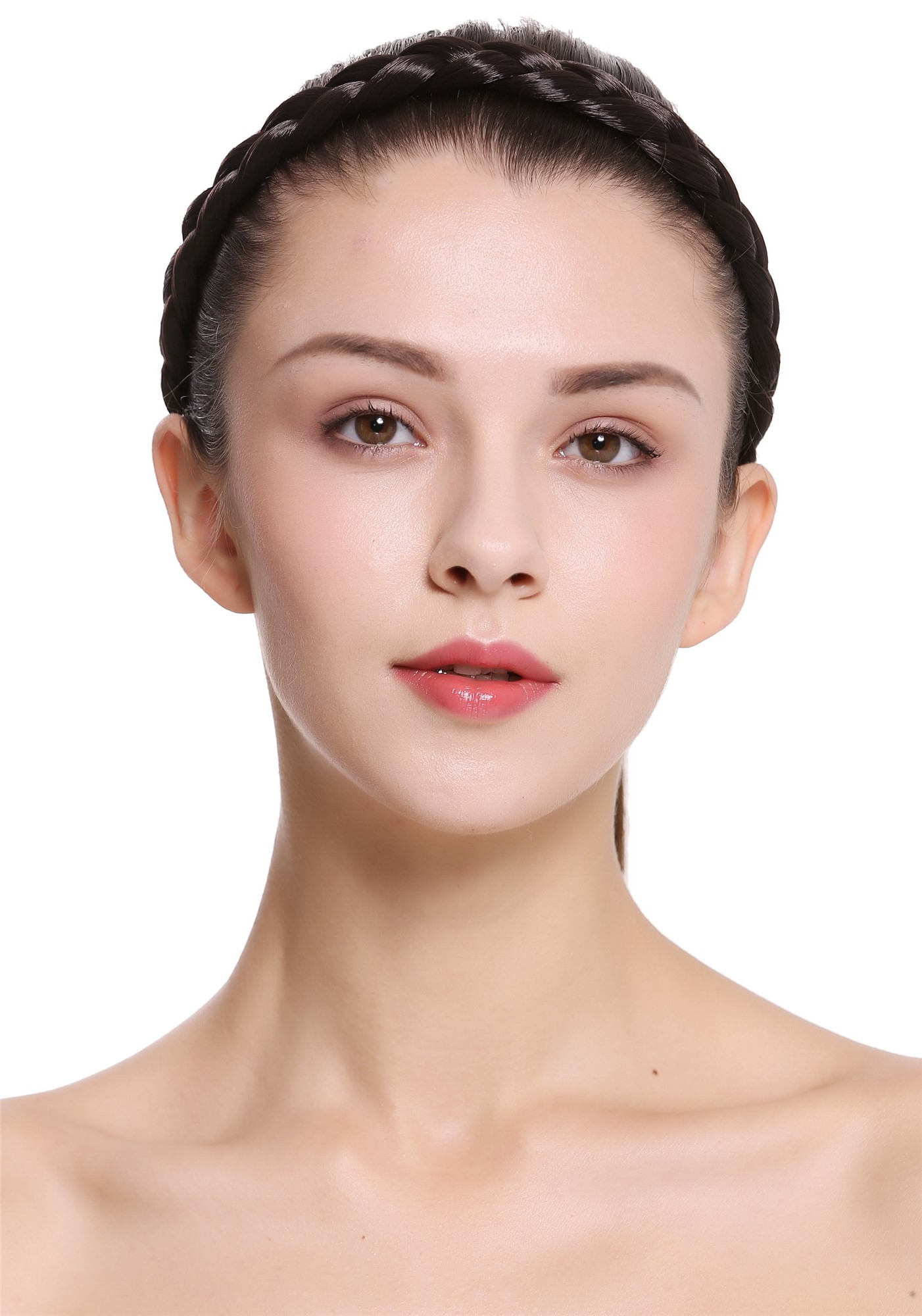 Haarband geflochten 2 cm breit Braun Dunkelbraun CXT-007-004, Ansicht 2, WIG ME UP: Ihr Perücken Online Shop Haarreifen geflochten Dunkelbraun 42 cm