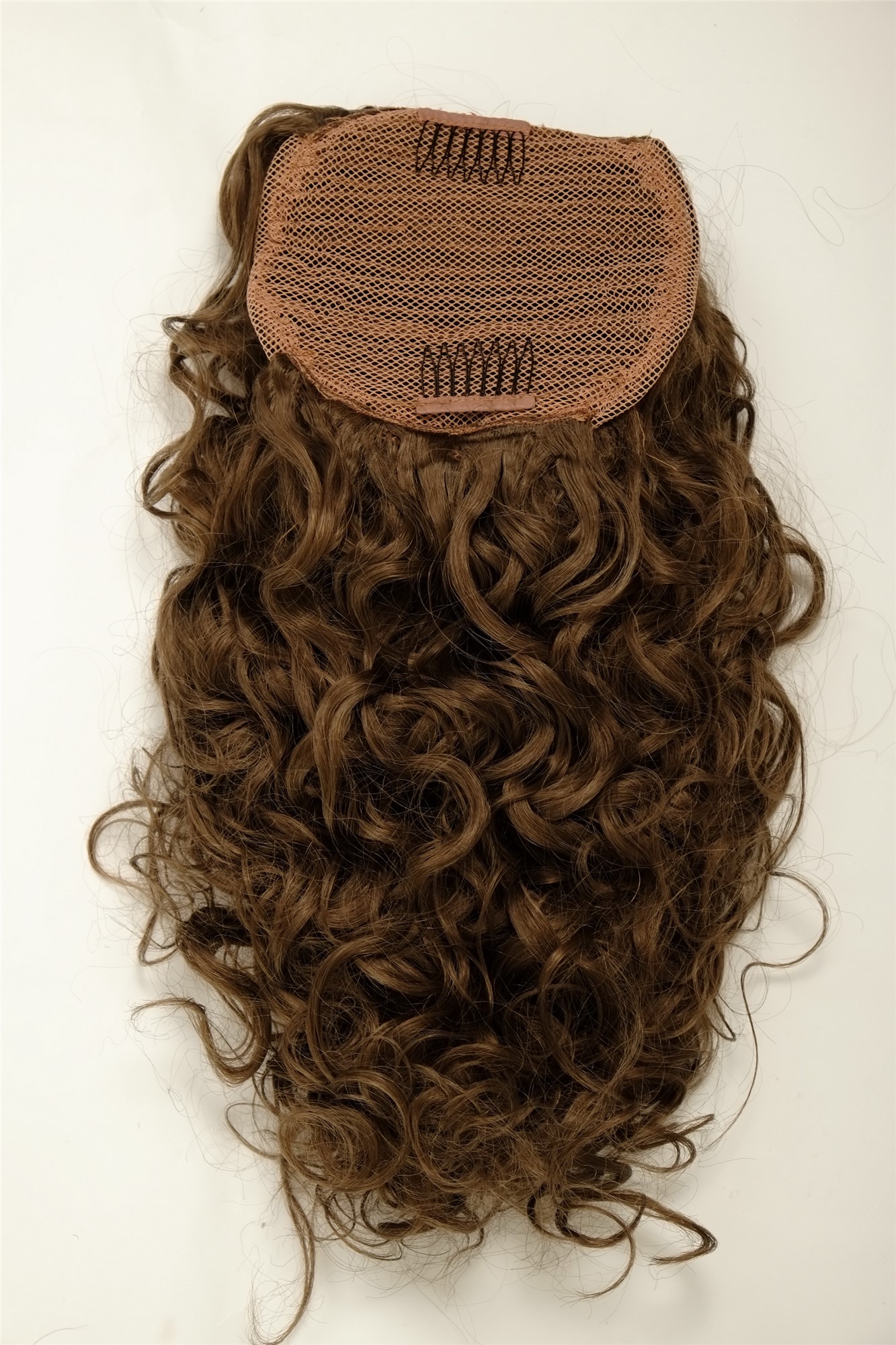hochwertiges Haarteil 2 Klammern & Gummizug super Volumen Locken Goldbraun NC002-12, Ansicht 2, WIG ME UP: Ihr Perücken Online Shop lockiges Zopf-Haarteil Goldbraun 45 cm lang