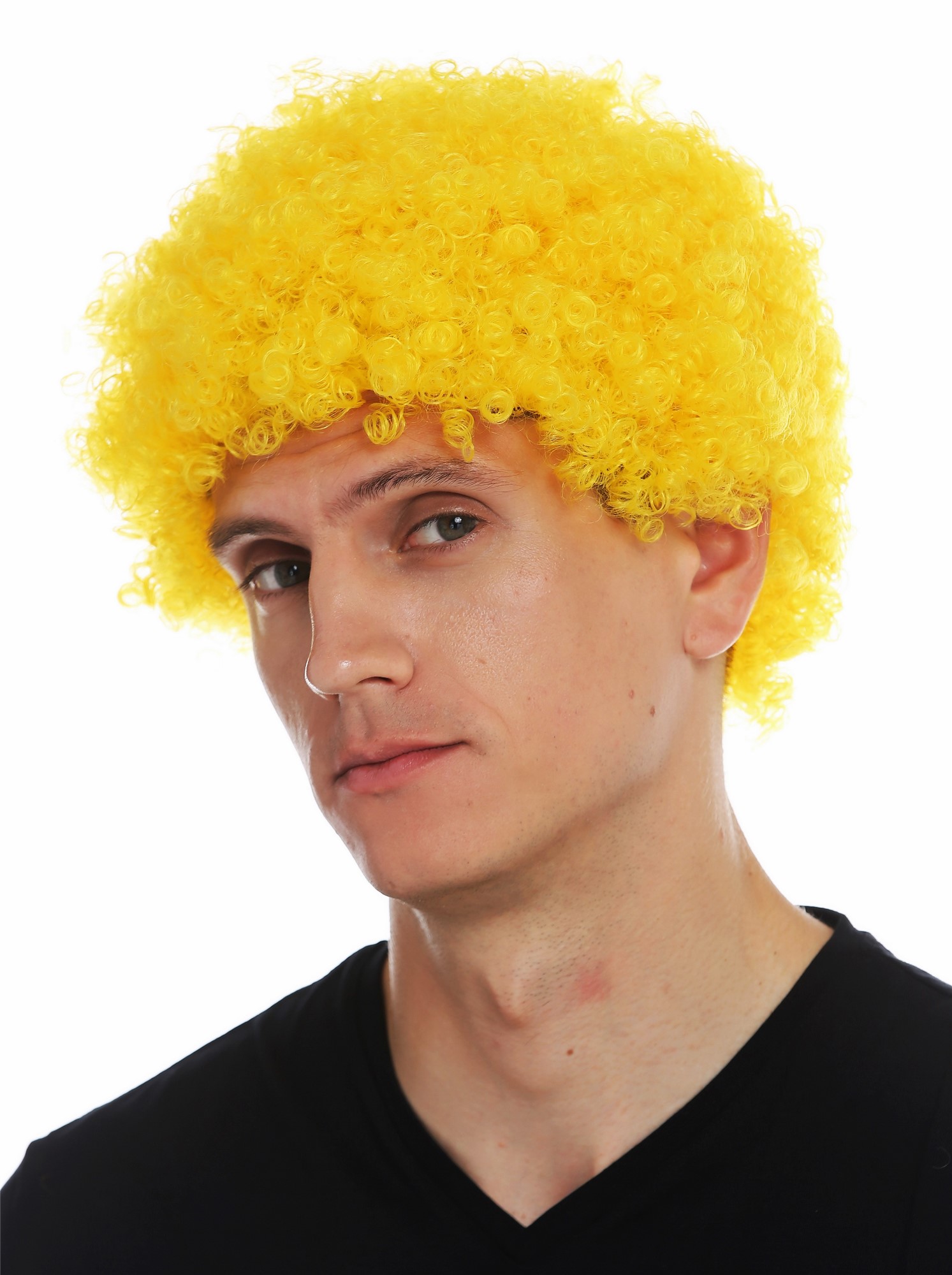 Wig carnival men women clown short afro frizzy curly frizzy head yellow MMAM-9M, view 2, WIG ME UP: Your Perücken Online Shop Party Wig, Unisex, bright yellow, curled, short