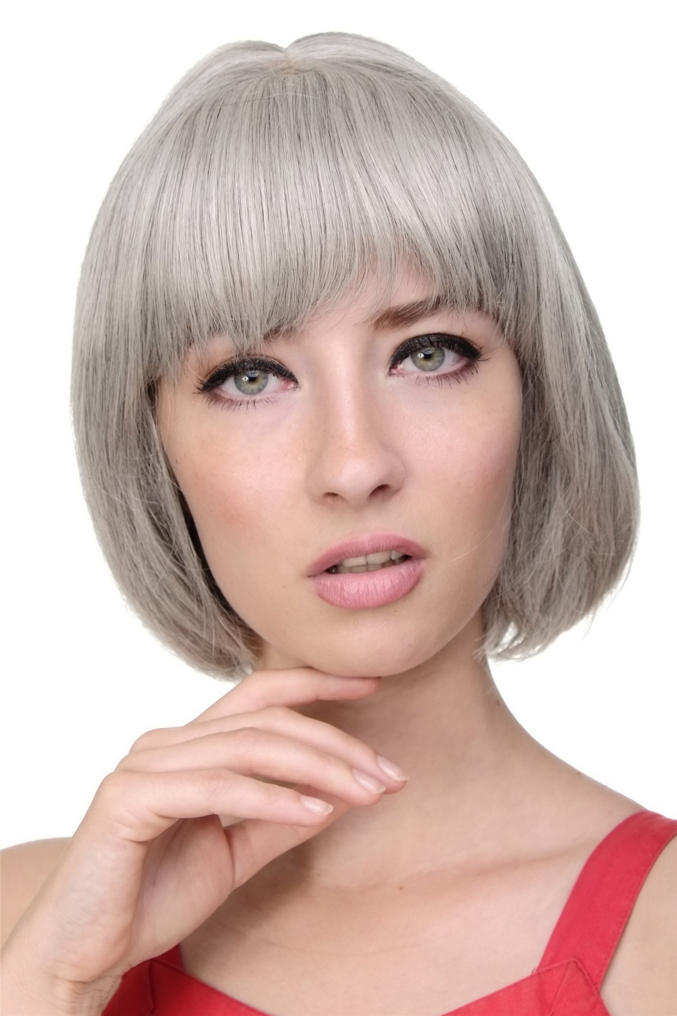 Lady  Wig short Page Bob fringe bangs silvery grey 703-51, view 5, WIG ME UP: Your Perücken Online Shop Quality Wigs, Ladies, silver-gray-black, straight, short