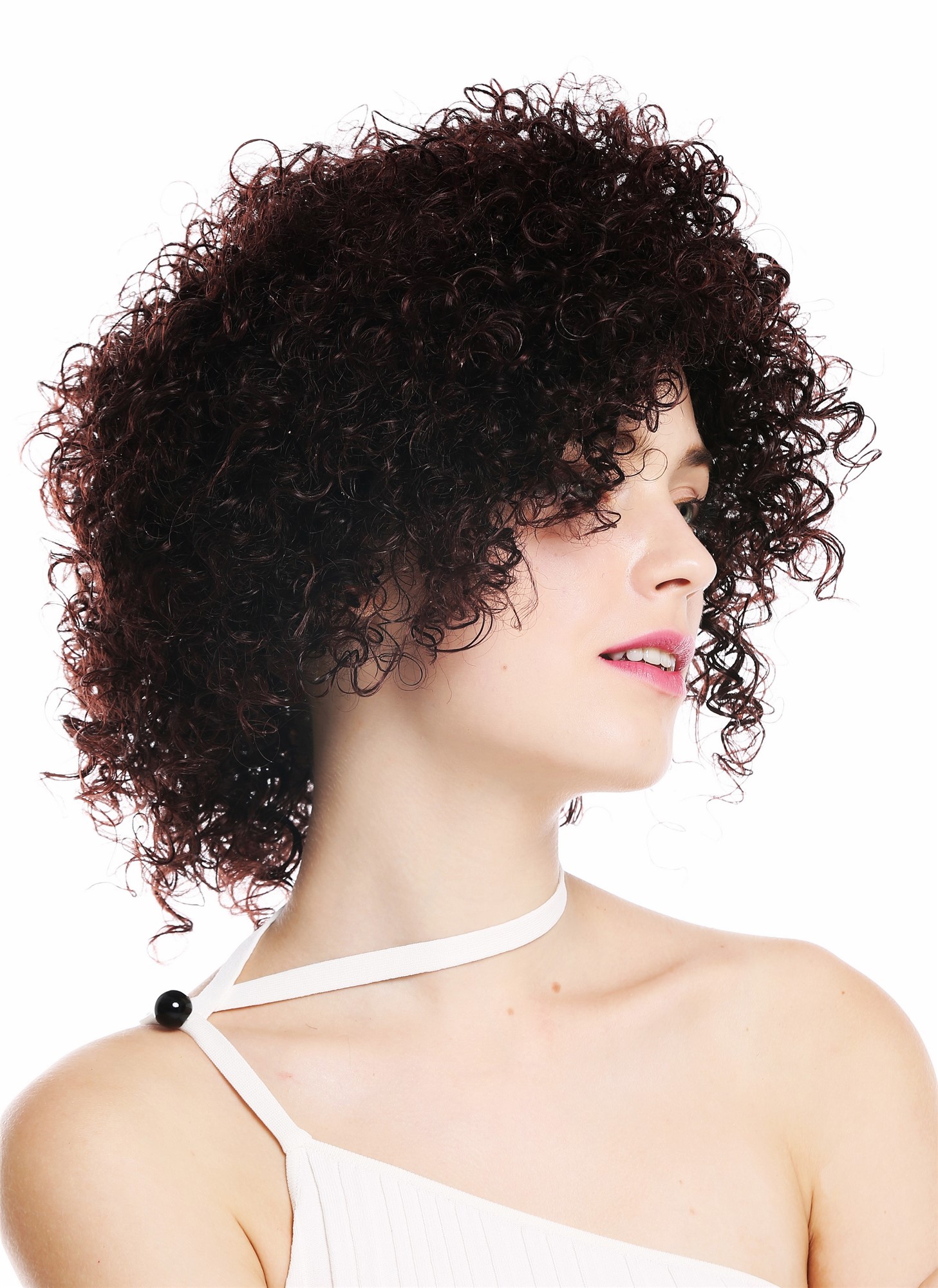 hochwertige Qualitätsperücken, Perücke kurz voluminös gelockt Mahagoni Braun Mix VK-11-2T33, Ansicht 2, WIG ME UP: Ihr Perücken Online Shop lockige Tressen-Perücke Braun-Mix kurze Haare für Damen