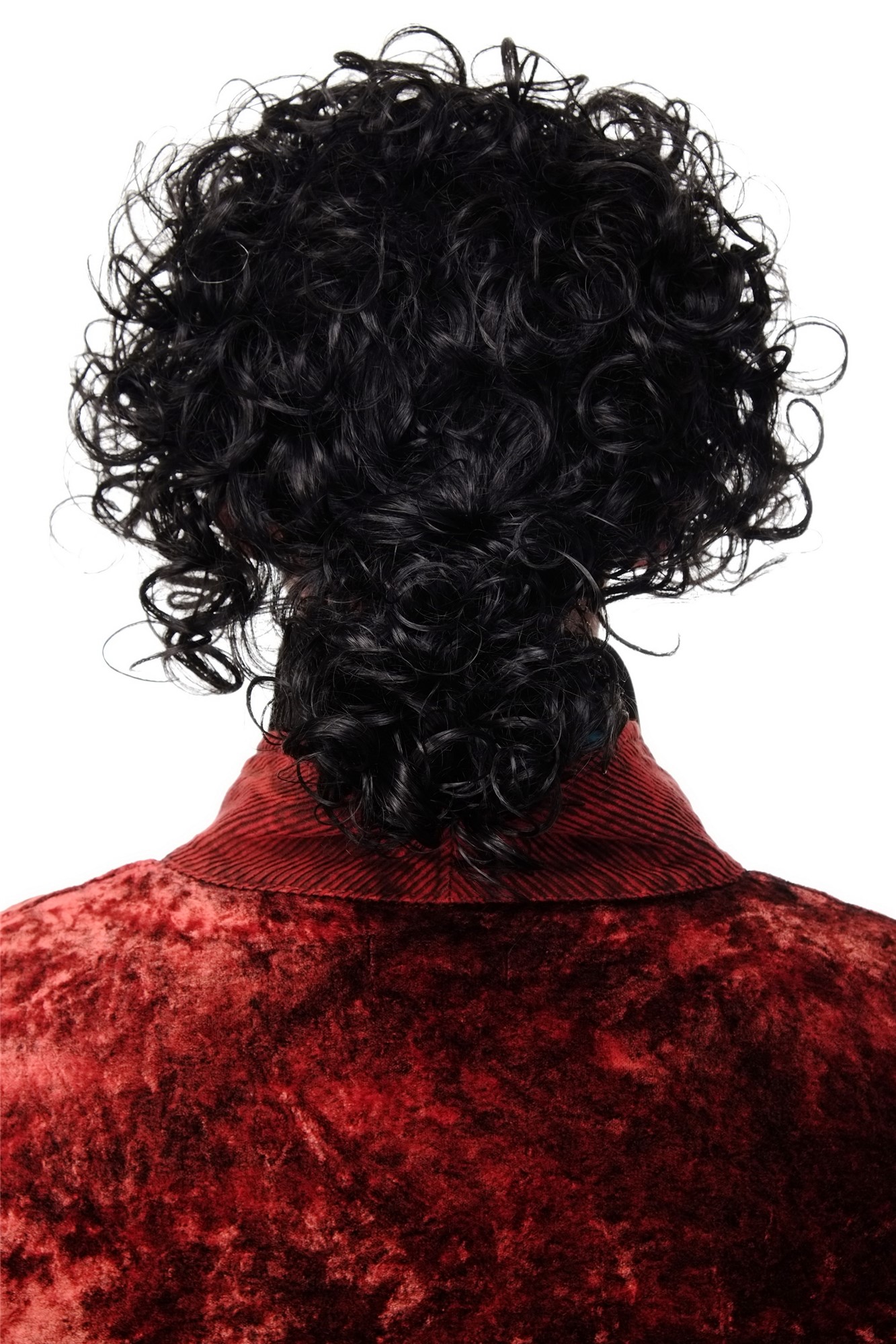 hochwertige Qualitätsperücken, Perücke Gelockt Zopf Barock Musiker Schwarz Modell: MJ-4, Ansicht 3, WIG ME UP: Ihr Perücken Online Shop lockige Tressen-Perücke Samtschwarz schulterlange Haare für Herren