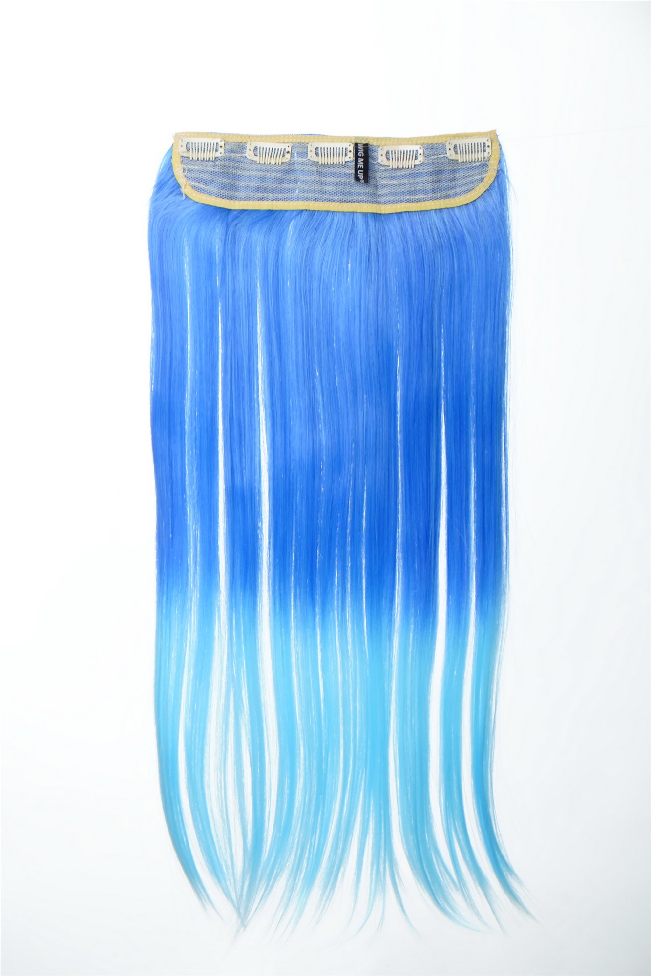 5 Clips Clip-In Extension Ombre Blau YZF-3179P-TF2517TTF2513B, Ansicht 2, WIG ME UP: Ihr Perücken Online Shop glatte Halbperücke Ultramarinblau-Neonblau-Mix 60 cm lang