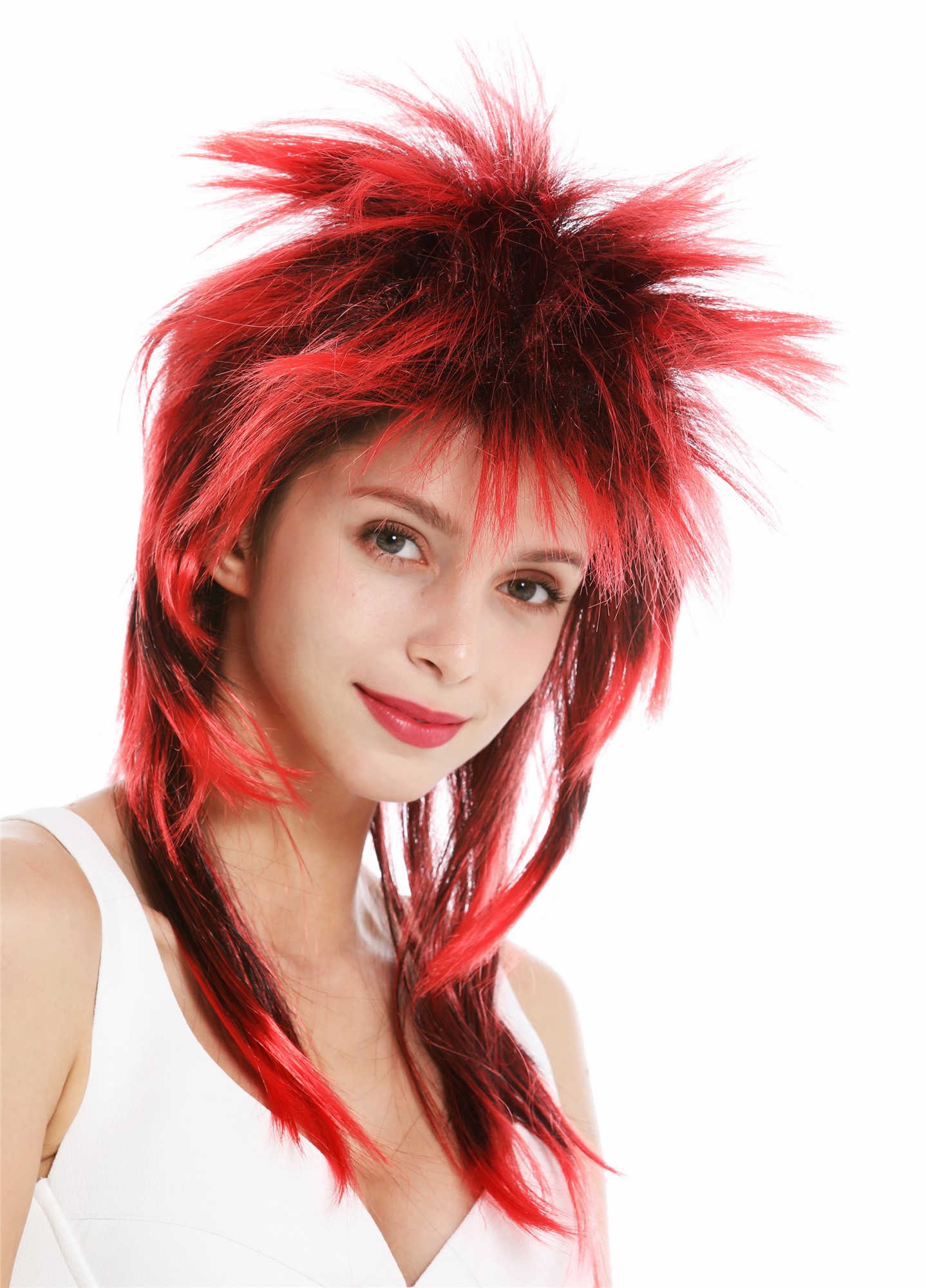 Party Wig, Unisex, black-red mix, straight, long