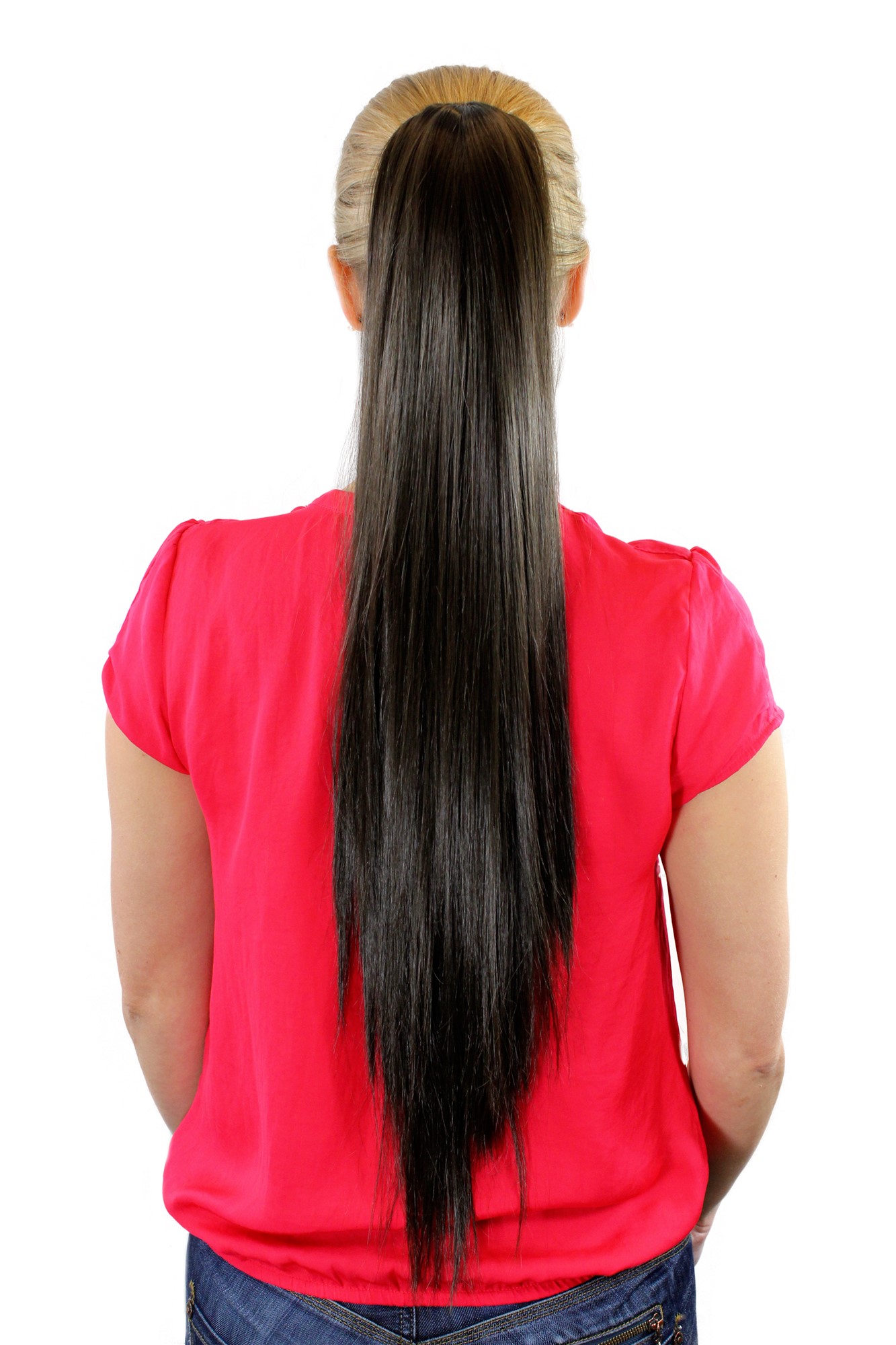 XF-6464-8 Ponytail Hairpiece extension very long straight medium brown25", front view, WIG ME UP: Your Perücken Online Shop Ponytails, Brown, straight, long
