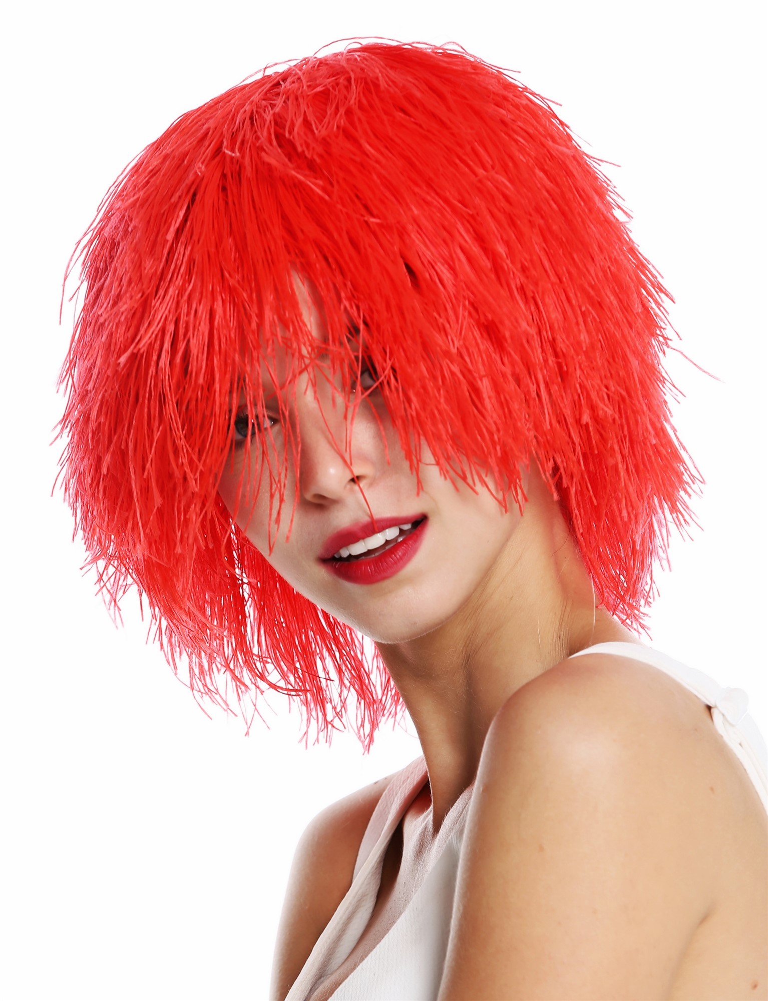 Party Wig, Unisex, bright red, wavy, short