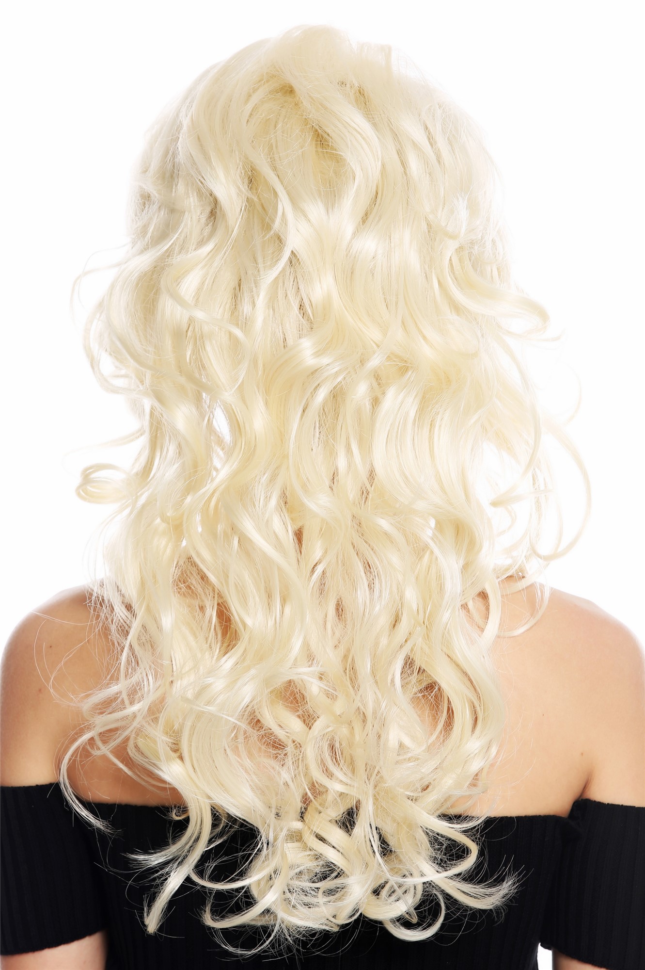 hochwertige Qualitätsperücken, Diva Perücke lockig langhaarig platinblond 613, Ansicht 4, WIG ME UP: Ihr Perücken Online Shop lockige Tressen-Perücke mit Kopfhaut-Imitat Blond lange Haare für Damen