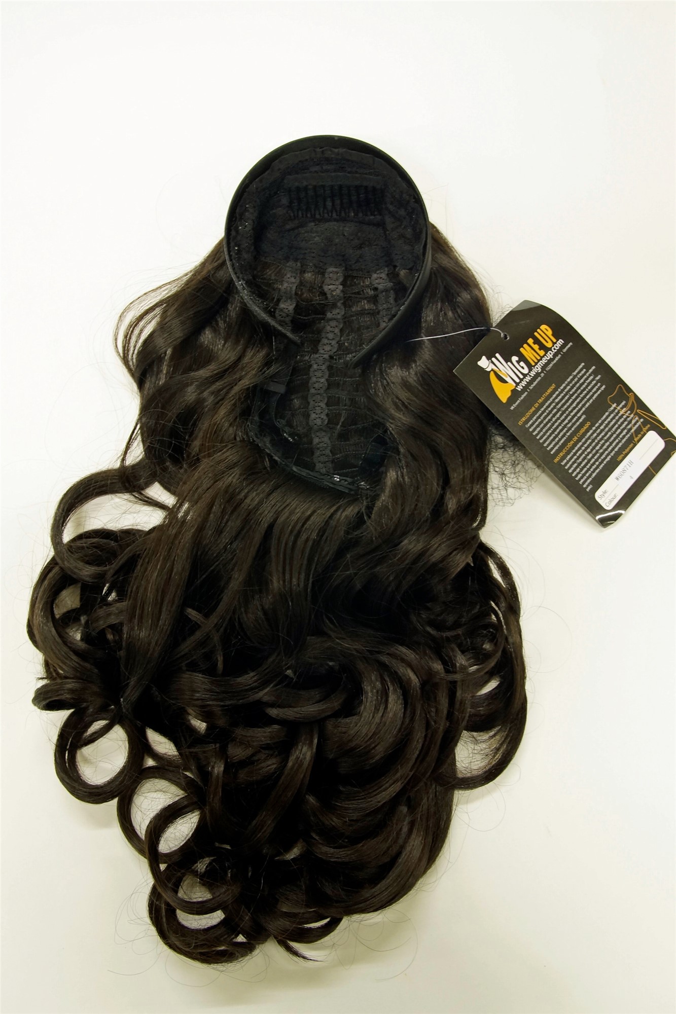 Halfwig, dark brown, curled, long