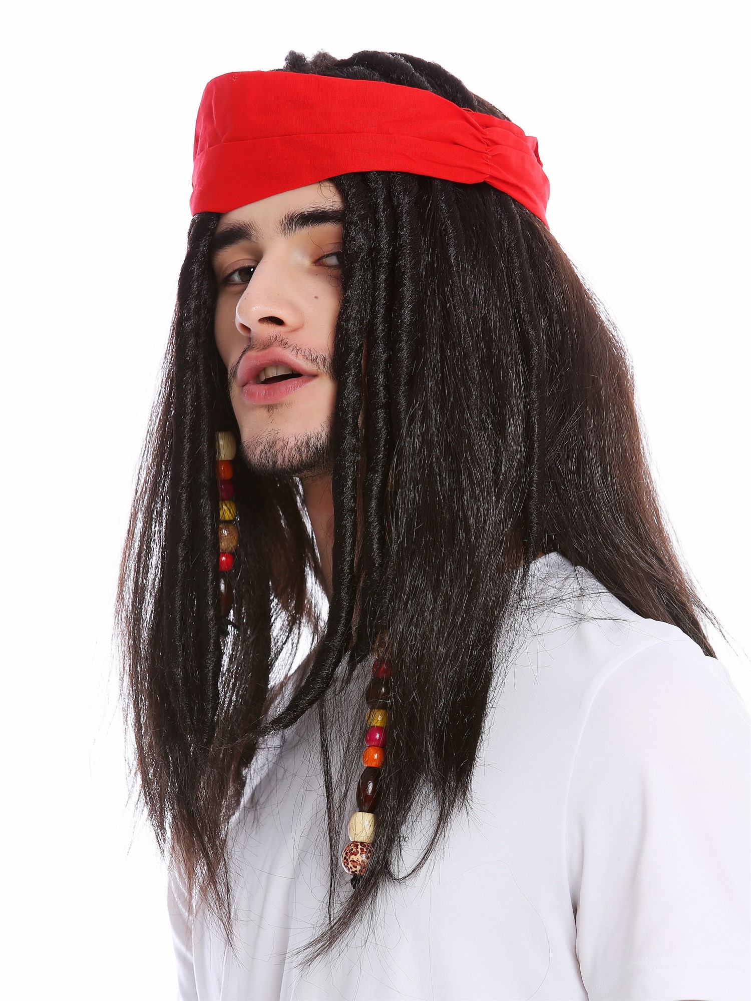 günstige Party Perücke, Perücke Pirat Kopftuch Dreadlocks Dunkelbraun 91531-ZA1, Ansicht 2, WIG ME UP: Ihr Perücken Online Shop glatte Party Perücke Schwarz,Dreads lange Haare Unisex