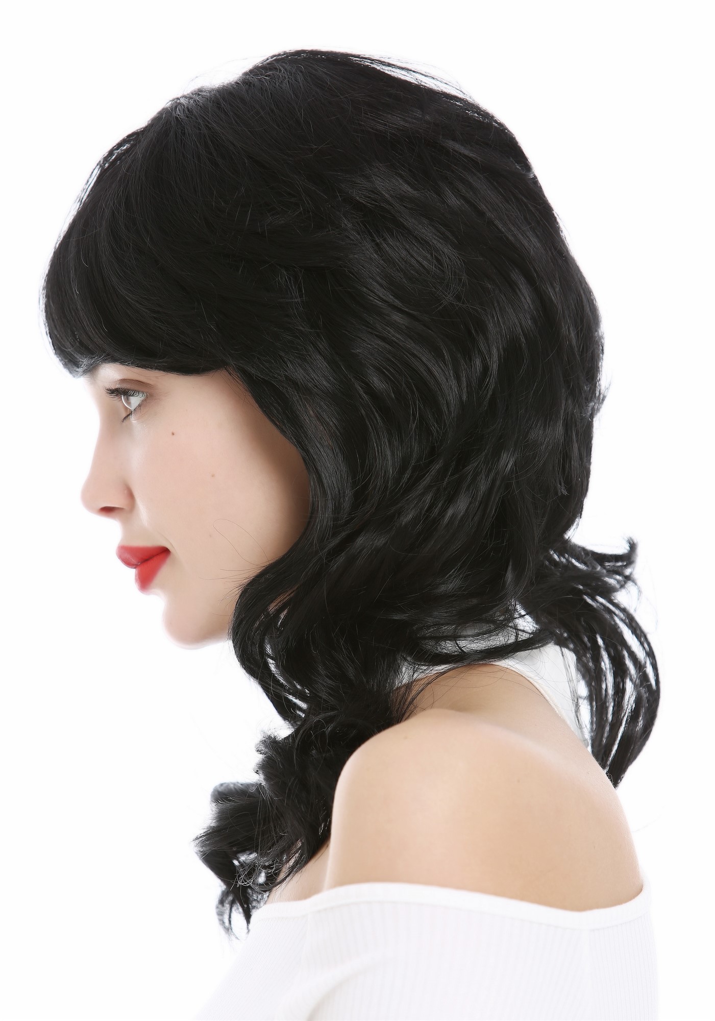 Lady Wig shoulder-length medium long layered naturally waved wavy black 9383, view 2, WIG ME UP: Your Perücken Online Shop Quality Wigs, Ladies, velvet black, wavy, shoulder-length