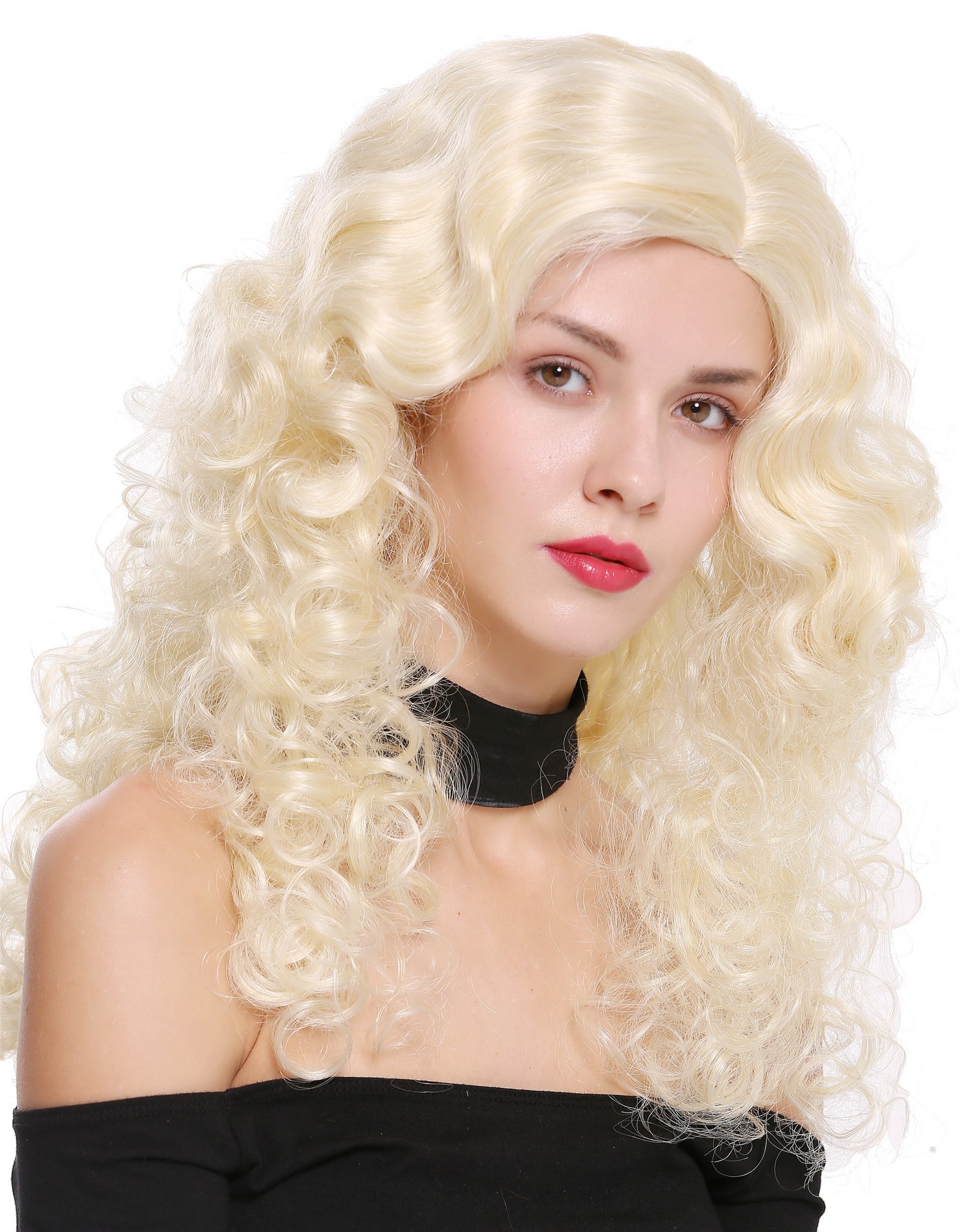 hochwertige Qualitätsperücken, Perücke Lang Volumen Seitenscheitel Hellblond 1355AB-763, Ansicht 2, WIG ME UP: Ihr Perücken Online Shop lockige Tressen-Perücke mit Kopfhaut-Imitat Hellblond-Goldblond-Mix lange Haare für Damen