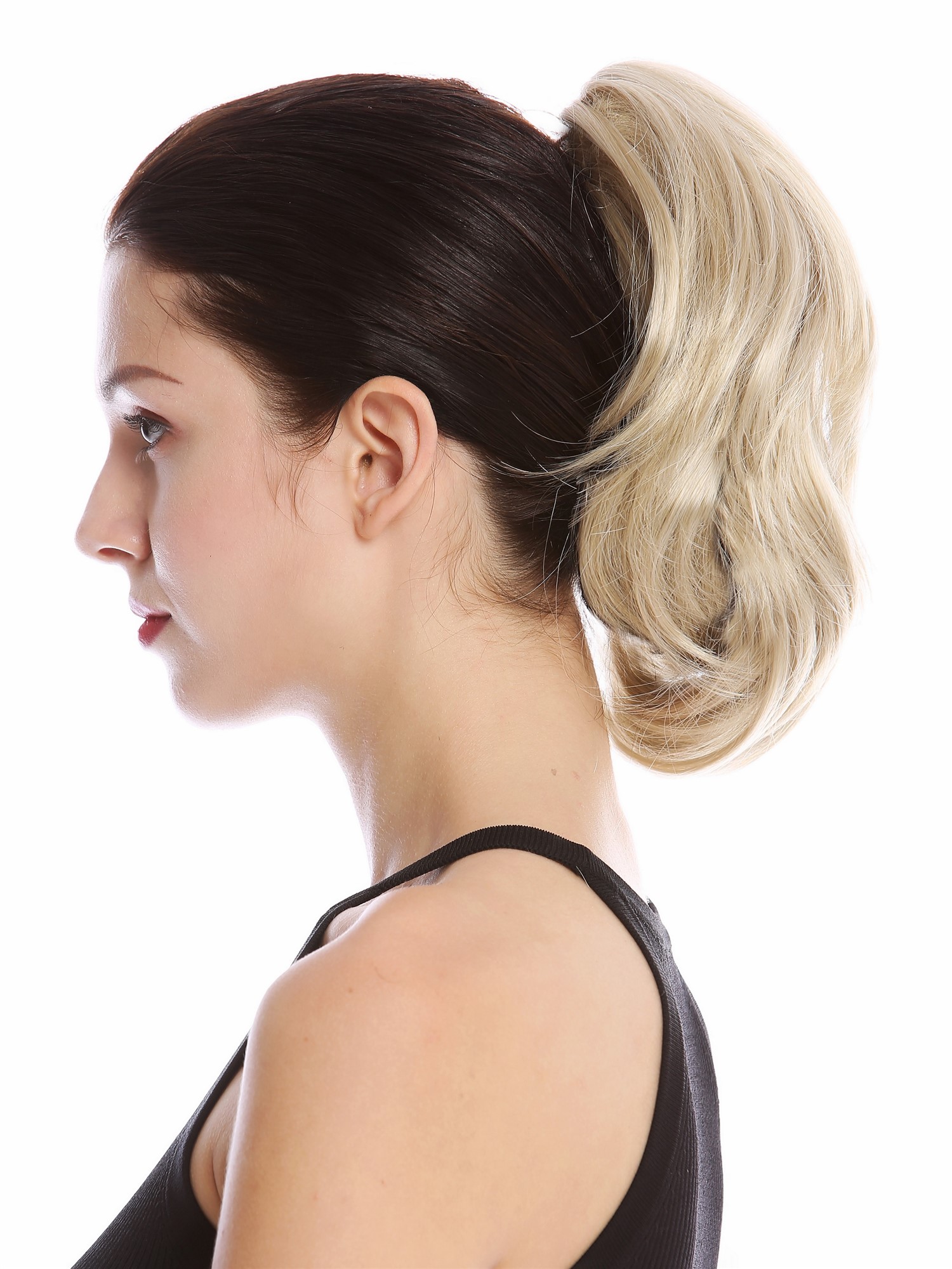 Ponytail Combs & Clamp short slighty wavy voluminous champagne blonde MKB-29, view 3, WIG ME UP: Your Perücken Online Shop Ponytails, ash blonde, curled, short