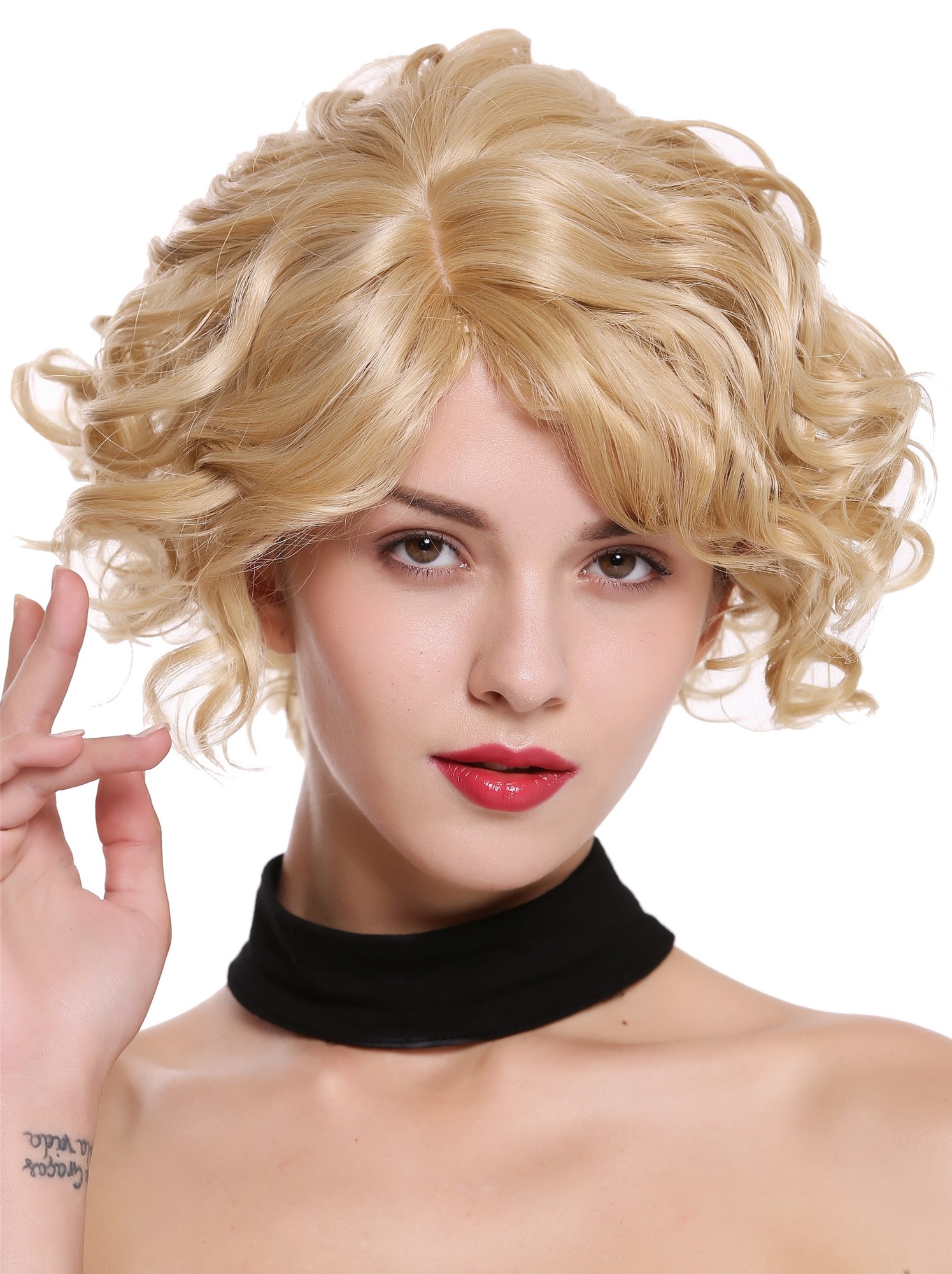 hochwertige Qualitätsperücken, Frauen Perücke kurz wild wellig Blond Mix MINA-24H613, Ansicht 3, WIG ME UP: Ihr Perücken Online Shop wellige Tressen-Perücke mit Kopfhaut-Imitat Aschblond-Platinblond kurze Haare für Damen
