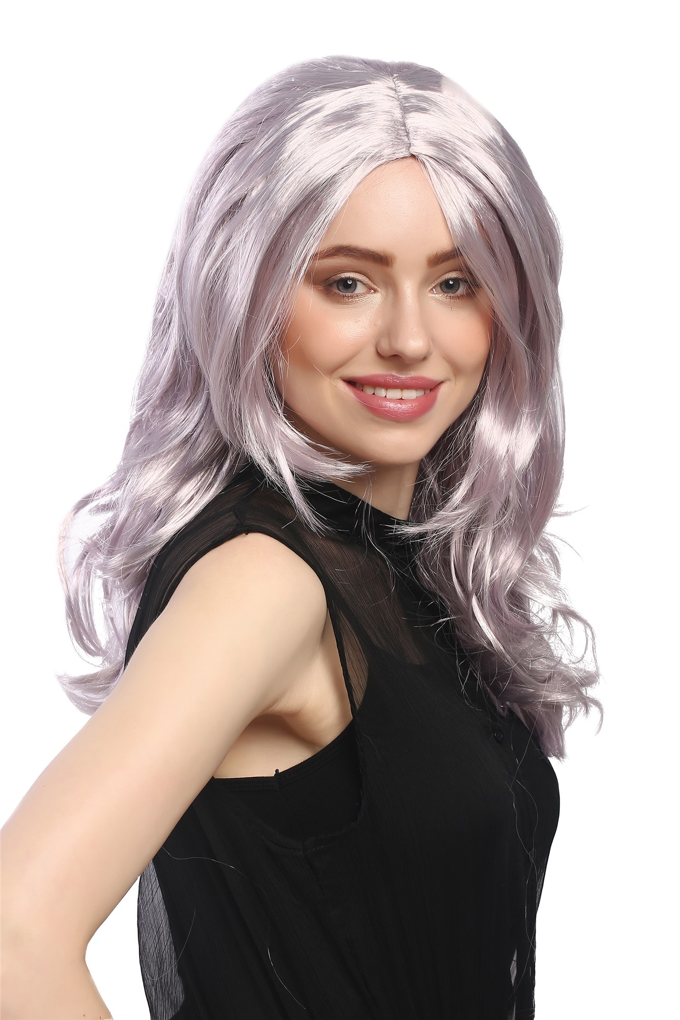 Party Wig, Ladies, Gray, Purple, wavy, long