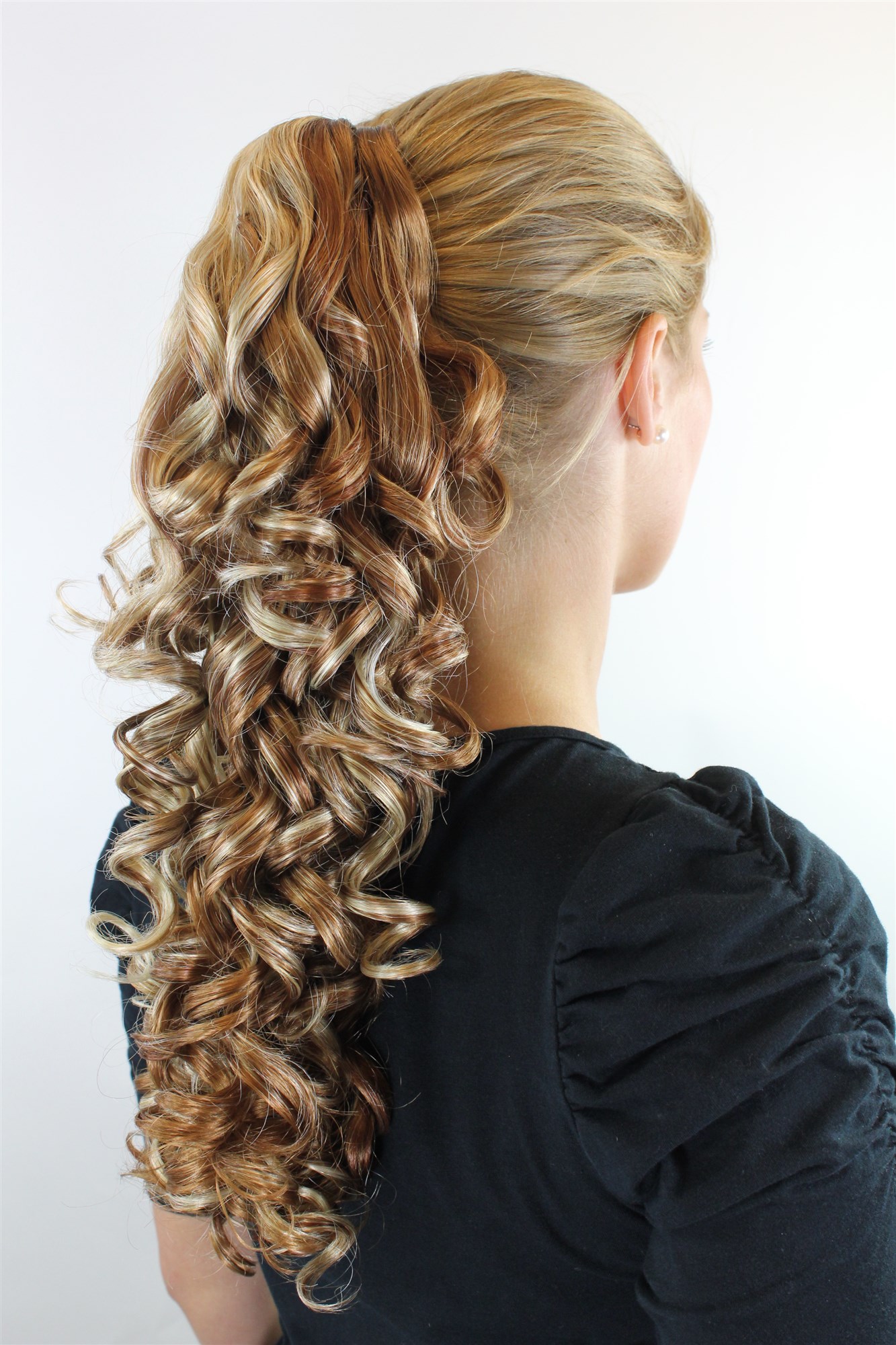 JL-3254-HL2374B Ponytail Hairpiece extension long curled large curls blond mix claw clamp 18", view 2, WIG ME UP: Your Perücken Online Shop Ponytails, blond mix, curled, shoulder-length