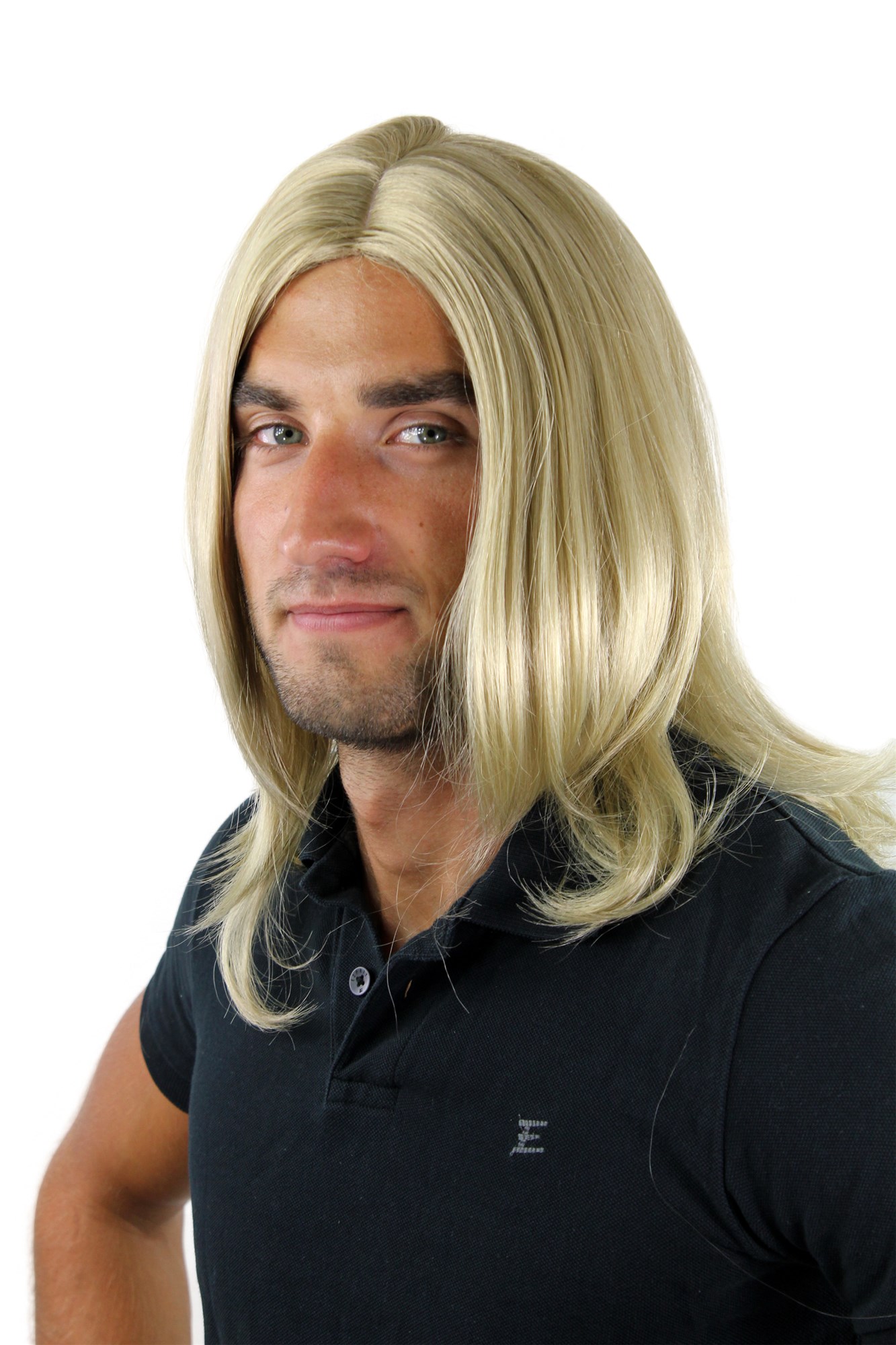 Men's WIG (for Men or Unisex) HIGH  synthetic BLOND longer hair long parting INDIE youthful, view 2, WIG ME UP: Your Perücken Online Shop Quality Wigs, Men, Blonde, straight, shoulder-length