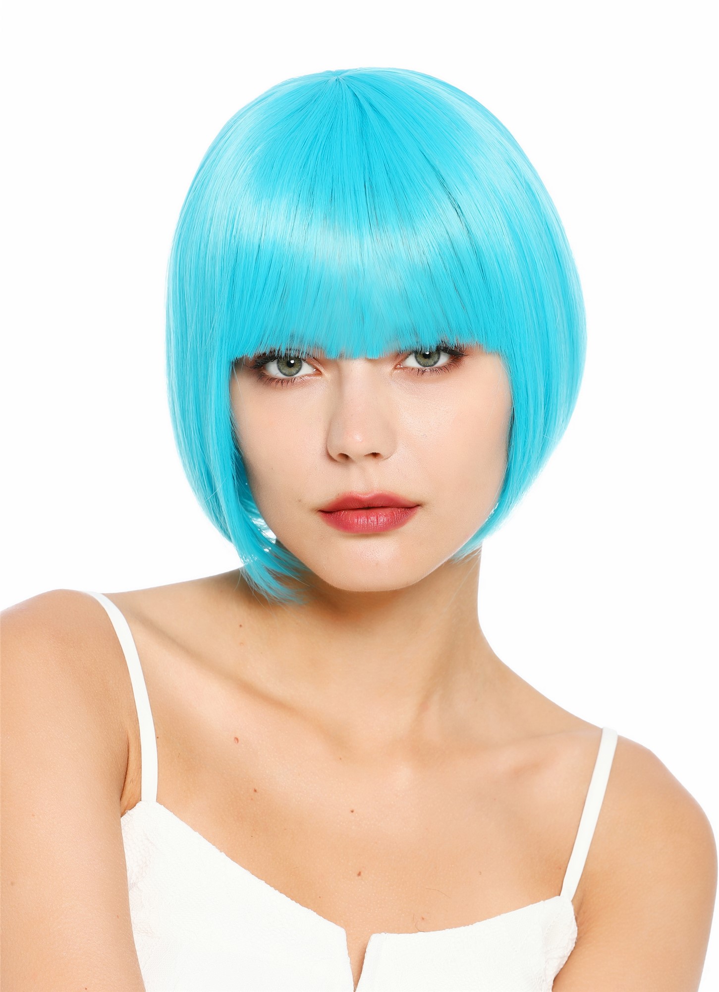 Damenperücke kurz Bob Pony glatt helles Blau Hellblau SZL0751-DHT4535