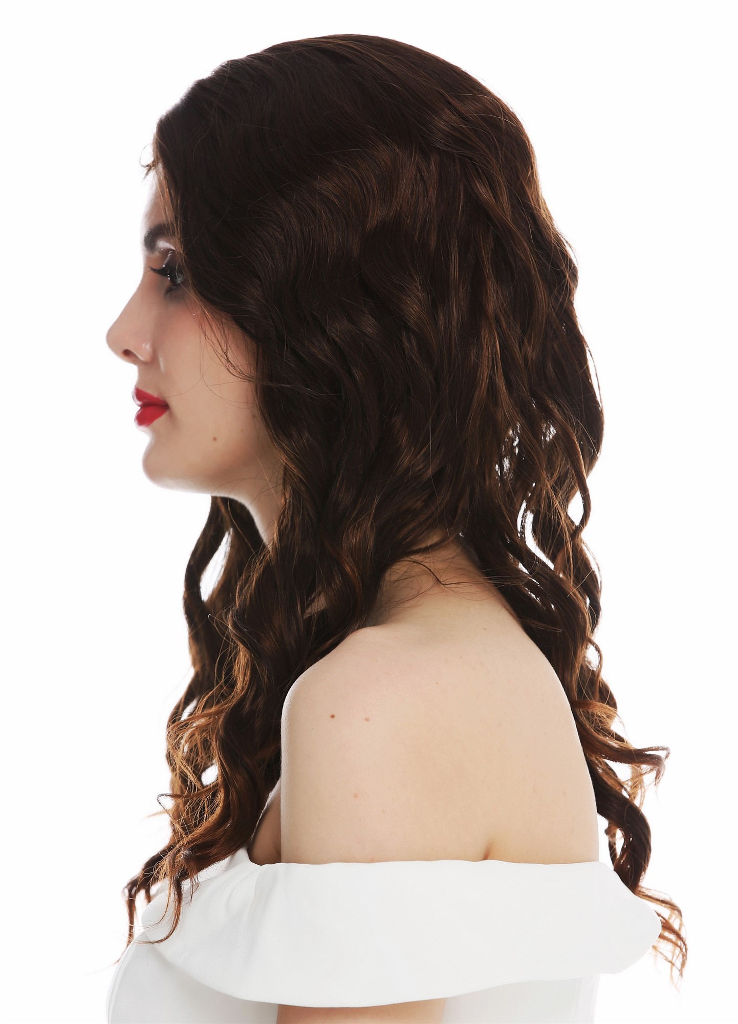 Women's wig ladies' wig long wavy water wave middle parting chestnut brown VK-9, view 3, WIG ME UP: Your Perücken Online Shop Quality Wigs, Ladies, black-brown mix, wavy, long