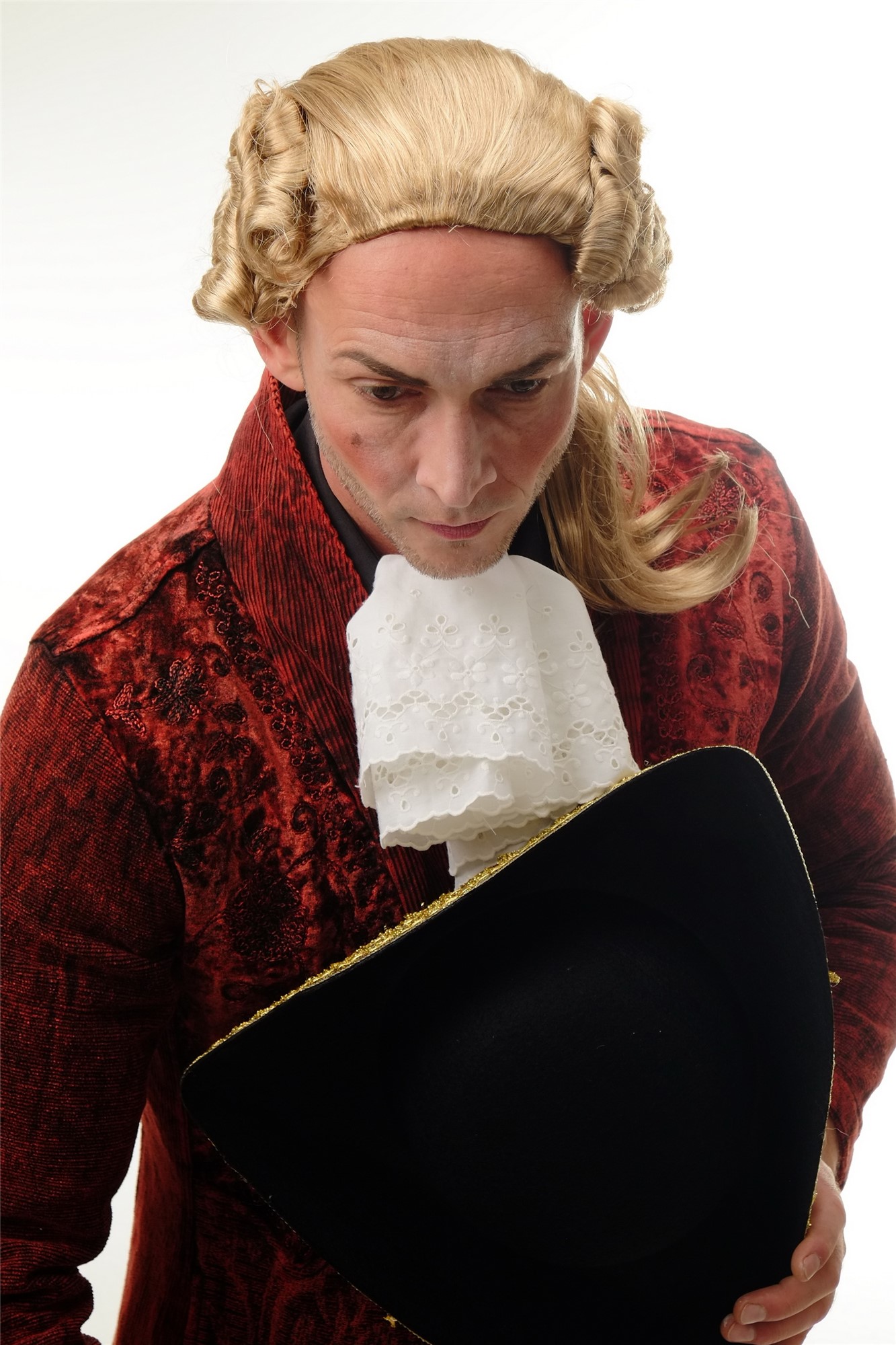 Man Gents Party Wig Halloween Fancy Dress Baroque noble aristocrat lord curls long ponytail blond, view 2, WIG ME UP: Your Perücken Online Shop Party Wig, Men, Blonde, curled, long