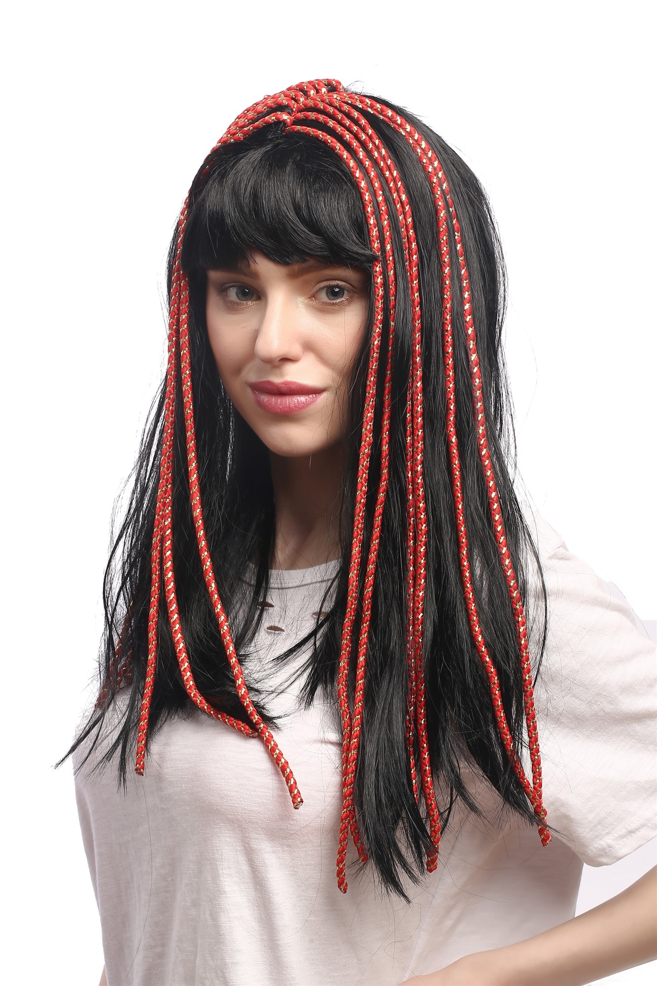 Party Wig, Ladies, Black, Braided, long