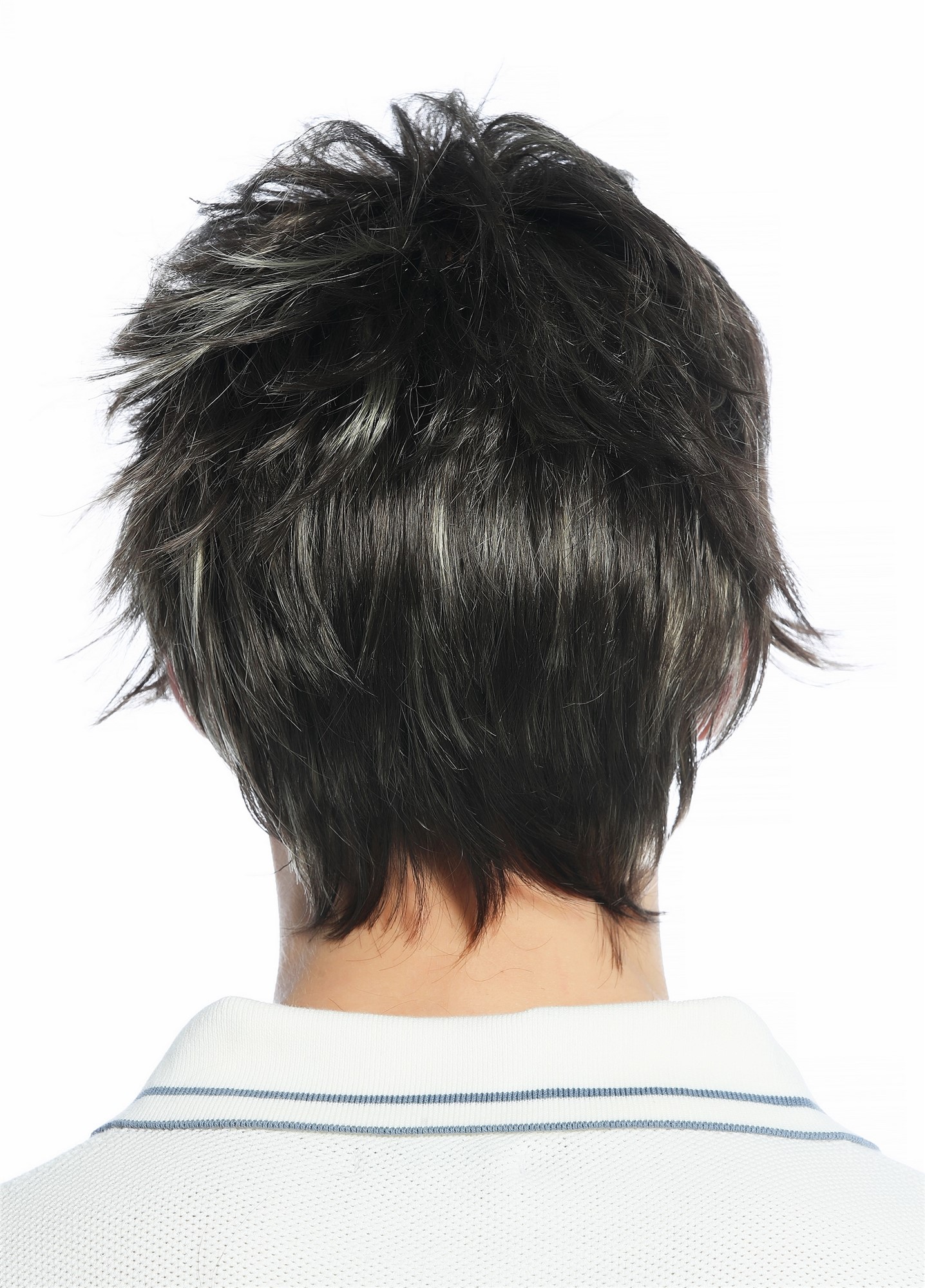 hochwertige Qualitätsperücken, Perücke kurz wild retro 80er toupiert wie ungekämmt Braun Blond gesträhnt M-252A-8H26, Ansicht 6, WIG ME UP: Ihr Perücken Online Shop glatte Tressen-Perücke Aschbraun Lichtblond gesträhnt kurze Haare für Unisex