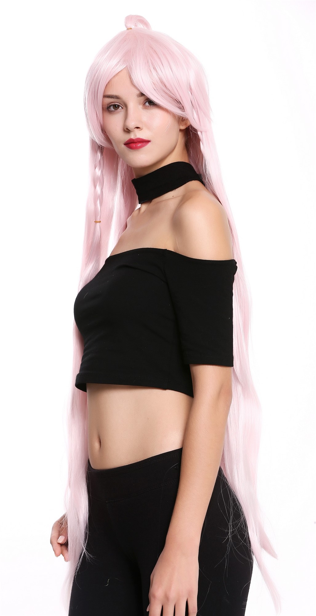 Lady Women Cosplay Wig very long layered braided pigtails light pink YZF-7183, view 3, WIG ME UP: Your Perücken Online Shop Quality Wigs, Ladies, light pink, Braided, very long