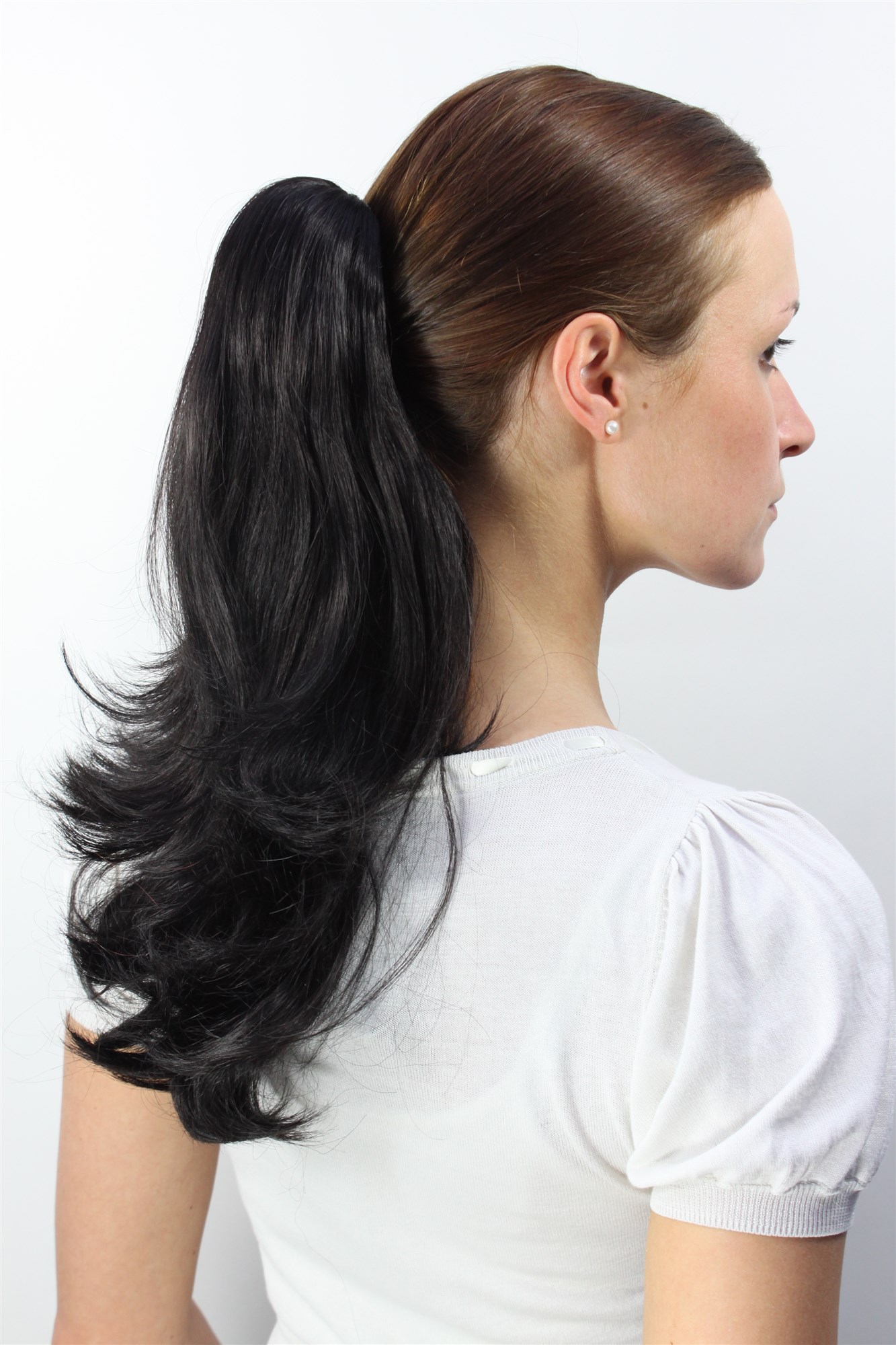 Ponytails, black-brown, straight, shoulder-length