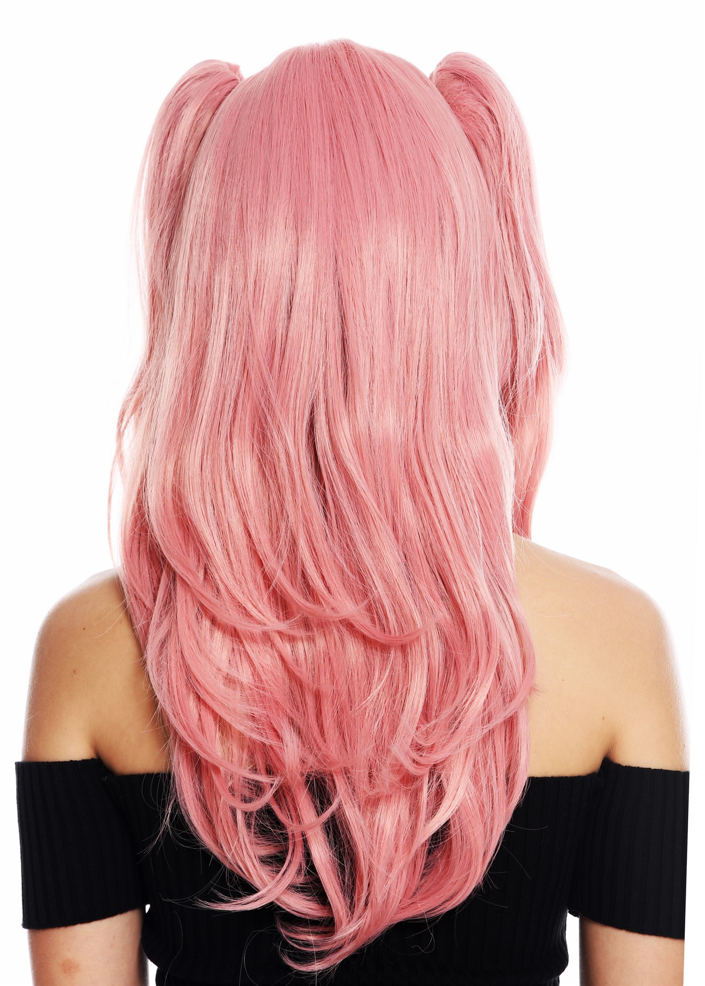 hochwertige Qualitätsperücken, Perücke Cosplay lang Zöpfe Rosa Lolita GFW3156A-T2312, Ansicht 4, WIG ME UP: Ihr Perücken Online Shop glatte Tressen-Perücke Pastellrosa lange Haare für Damen