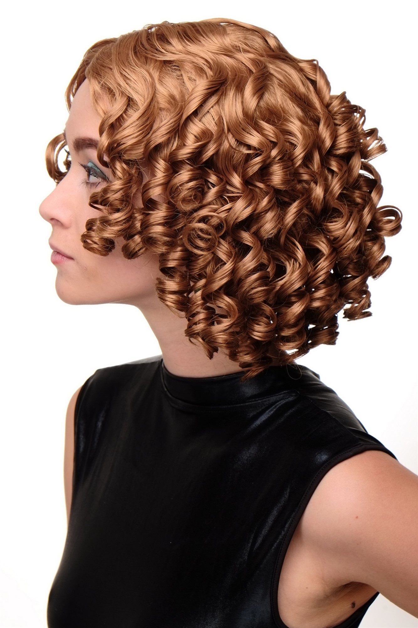 hochwertige Qualitätsperücken, Damenperücke Biedermeier Korkenzieher-Locken Hellbraun Modell: GFW2034, Ansicht 3, WIG ME UP: Ihr Perücken Online Shop lockige Tressen-Perücke Honigblond-Karamellblond-Mix kurze Haare für Damen