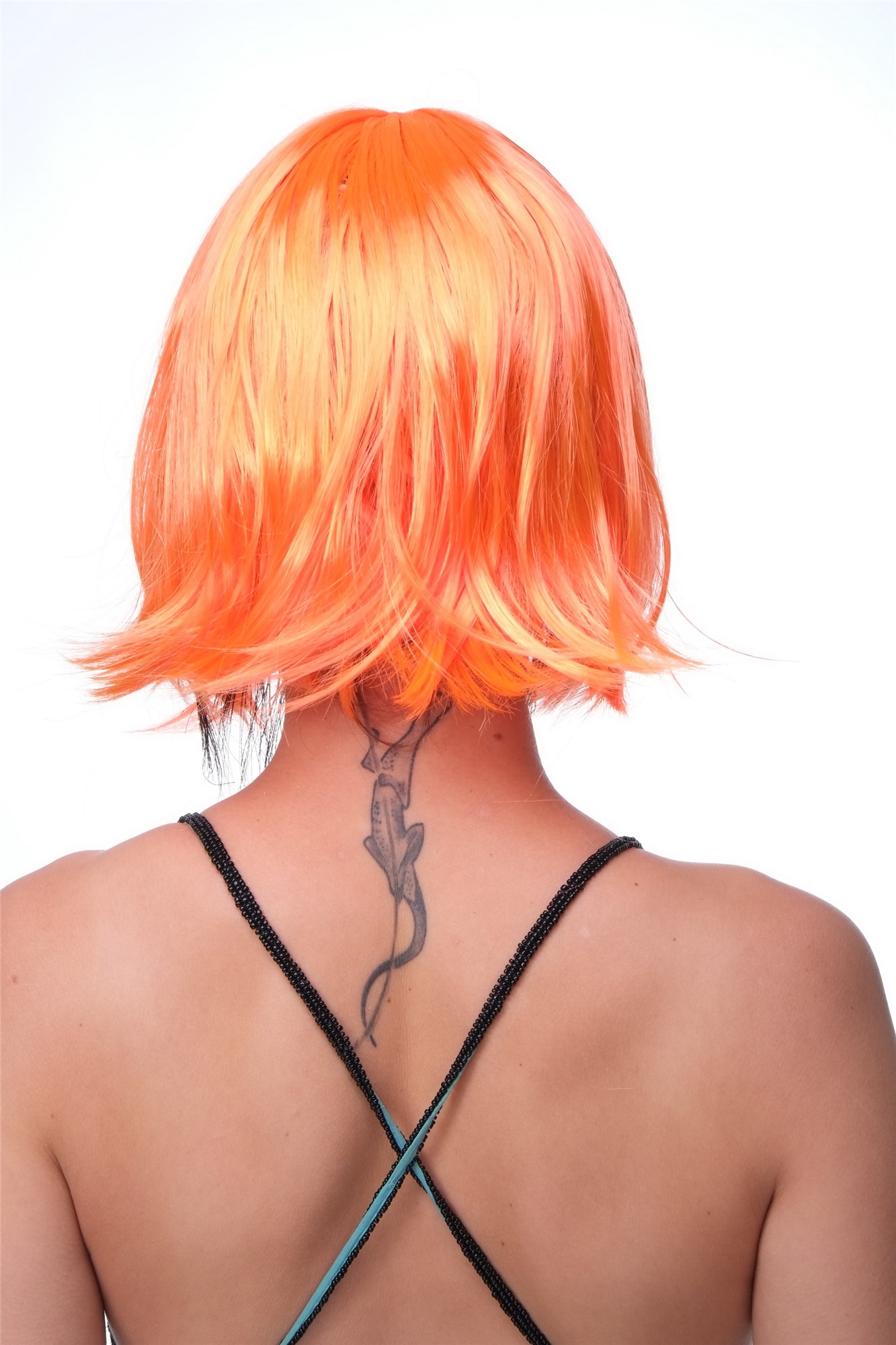 Party Halloween Disco lady women wig Bob fringe bangs short sexy orange PW0114, view 4, WIG ME UP: Your Perücken Online Shop Party Wig, Ladies, neon orange, straight, short