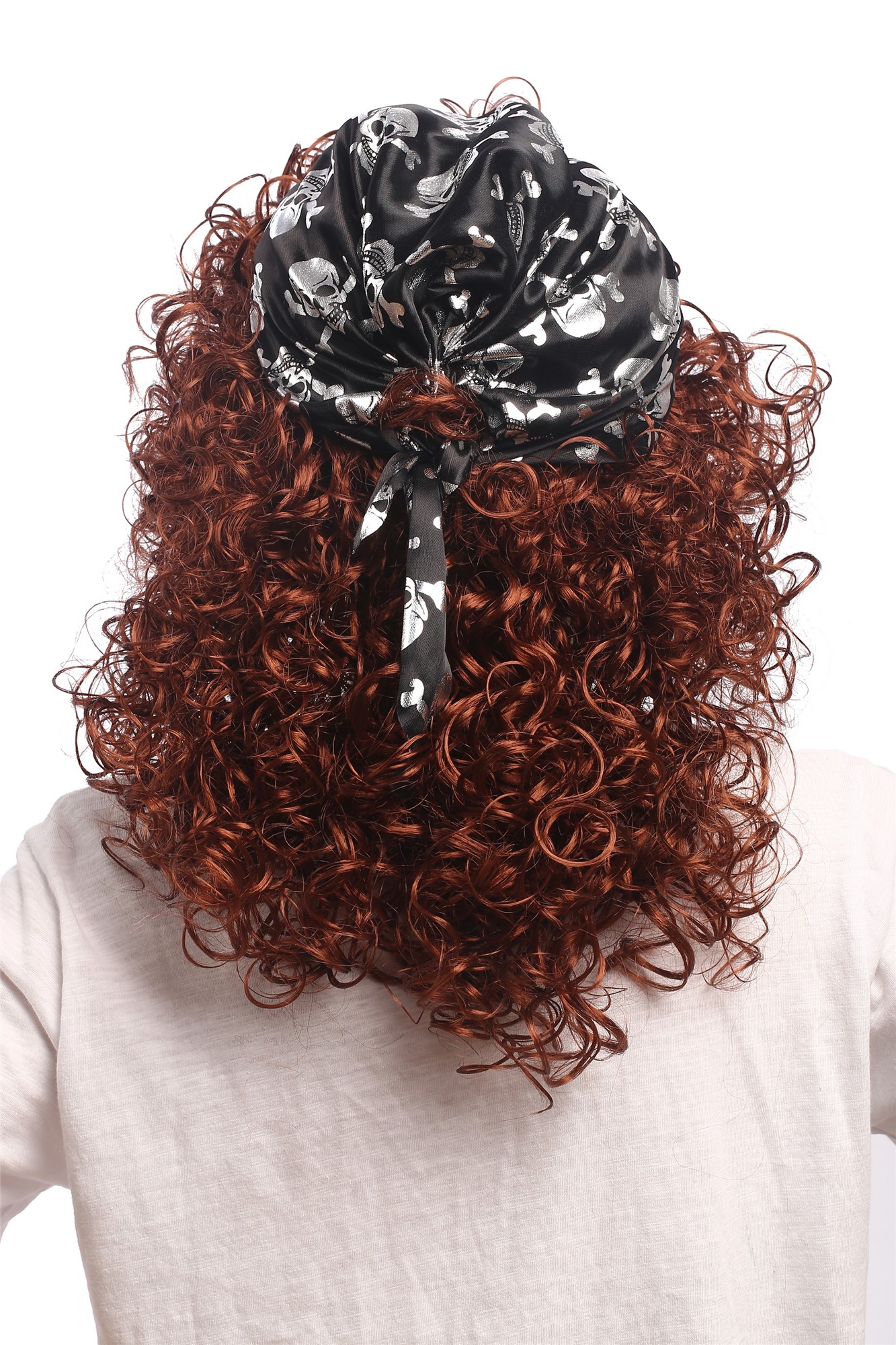 Lady Party Wig Halloween Fancy Jenny Pirate Queen curly wild reddish brown volume bandana, view 4, WIG ME UP: Your Perücken Online Shop Party Wig, Ladies, Brown, curled, shoulder-length