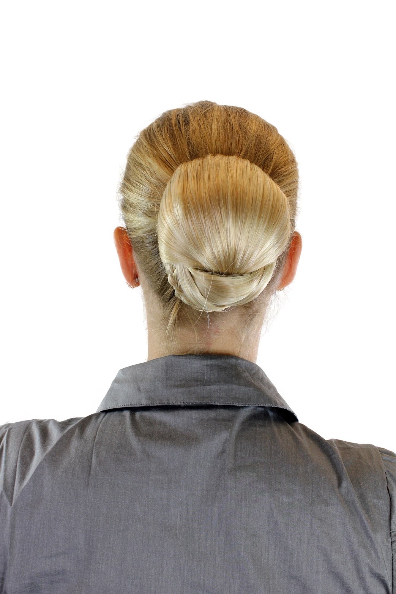 Hair Bun, light blonde-light blonde mix, Braided, short