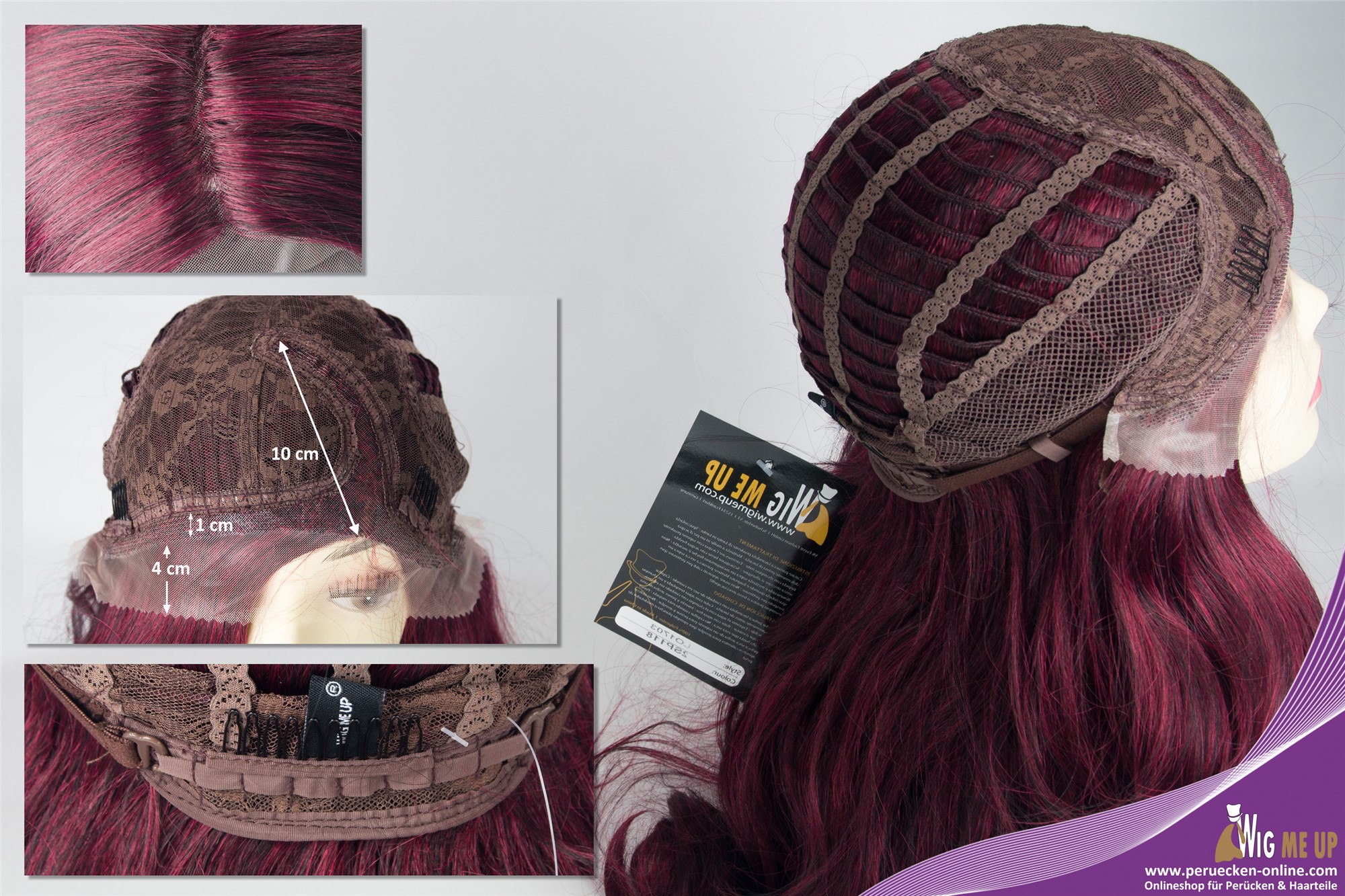 Lady wig long wavy parting lace front monofilament black strreaked red LO1703-MF, view 5, WIG ME UP: Your Perücken Online Shop Quality Wigs, Ladies, black-brown-garnet red mix, wavy, long