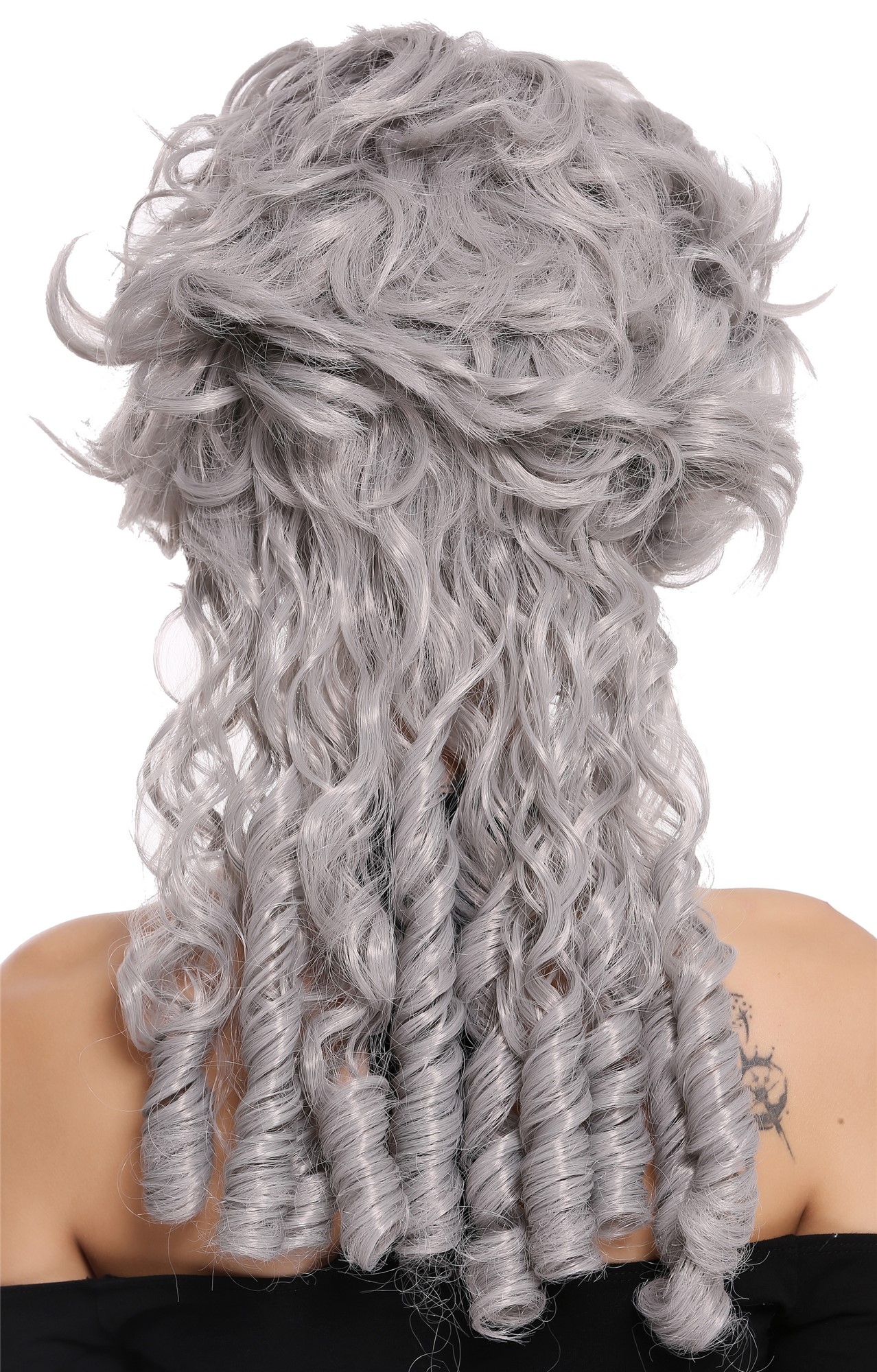 Lady Wig historic Baroque Victorian grey gray noble spiral curls ringlets DH1009, view 4, WIG ME UP: Your Perücken Online Shop Party Wig, Ladies, Grey, curled, shoulder-length