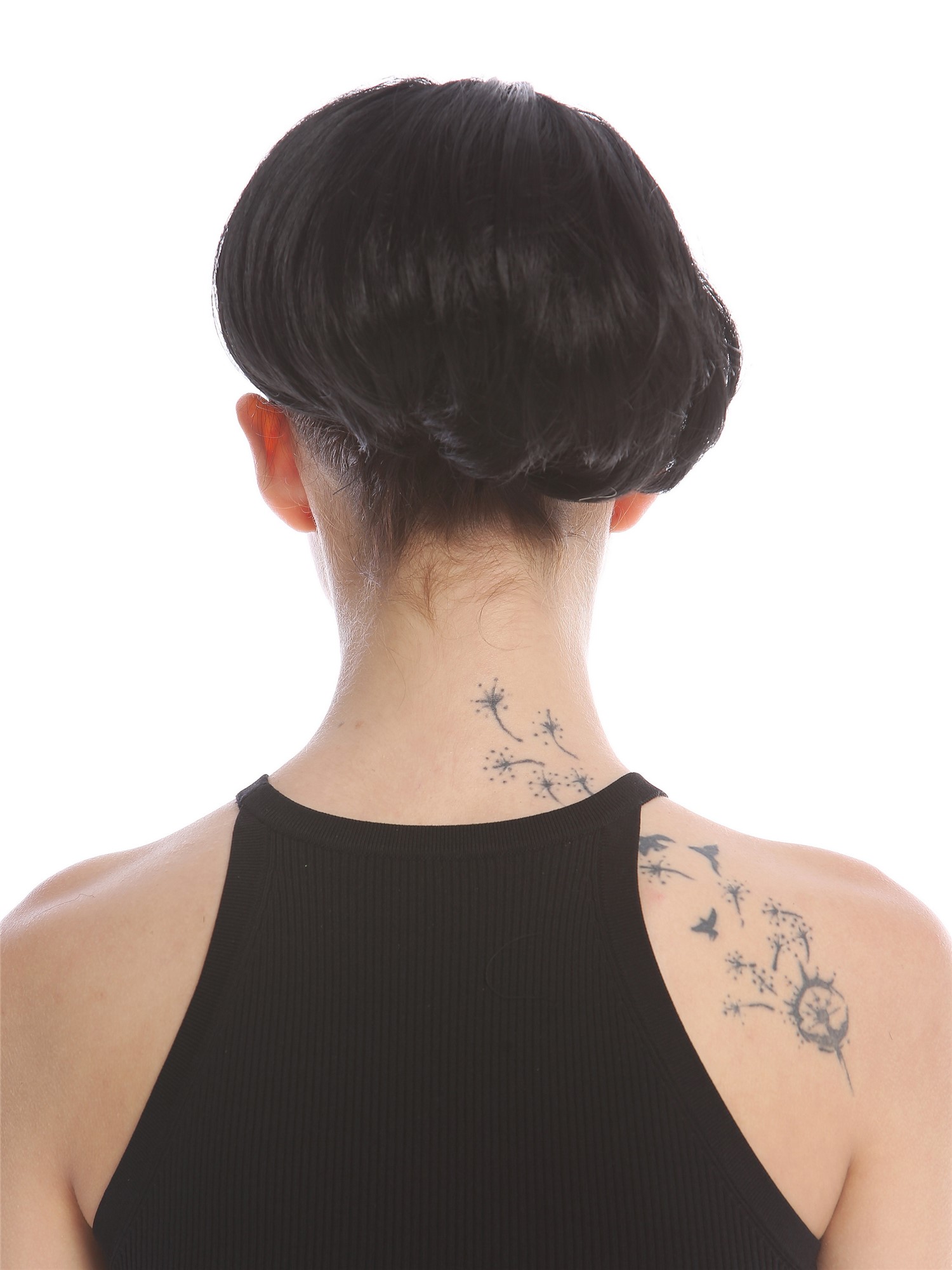 Ponytail Hairpiece very short straight voluminous like hair bun black 909AB-V, view 2, WIG ME UP: Your Perücken Online Shop Ponytails, Black, curled, short